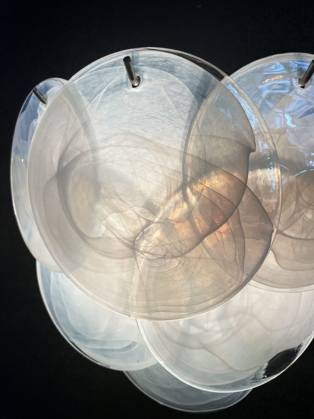 Mid-Century Murano Wall Lamp | Punto di Luce |  10 Alabaster White Disk Glass | Punto di Luce |  1 Pair