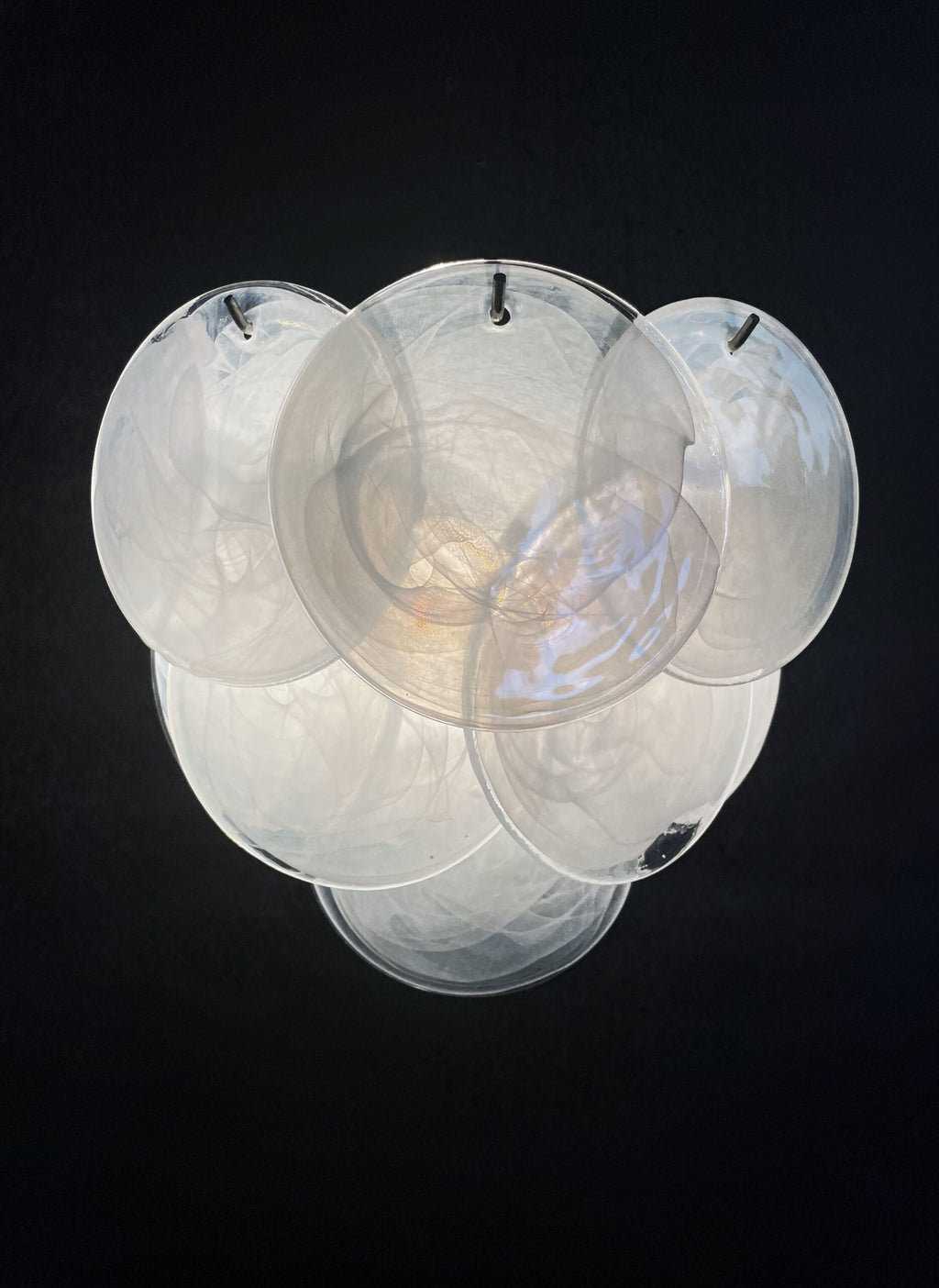 Mid-Century Murano Wall Lamp | Punto di Luce |  10 Alabaster White Disk Glass | Punto di Luce |  1 Pair