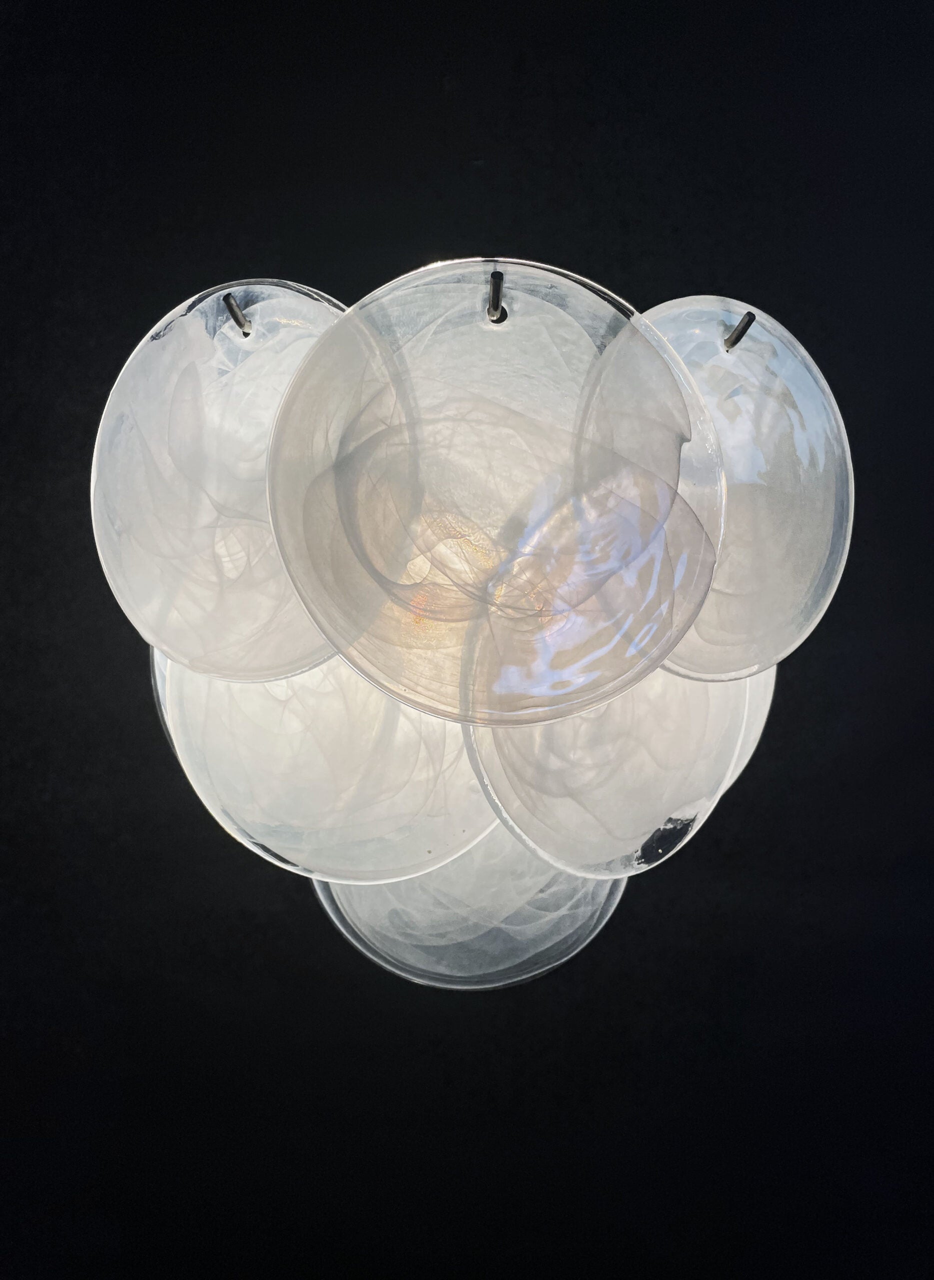 Mid-Century Murano Wall Lamp | Punto di Luce |  10 Alabaster White Disk Glass | Punto di Luce |  1 Pair