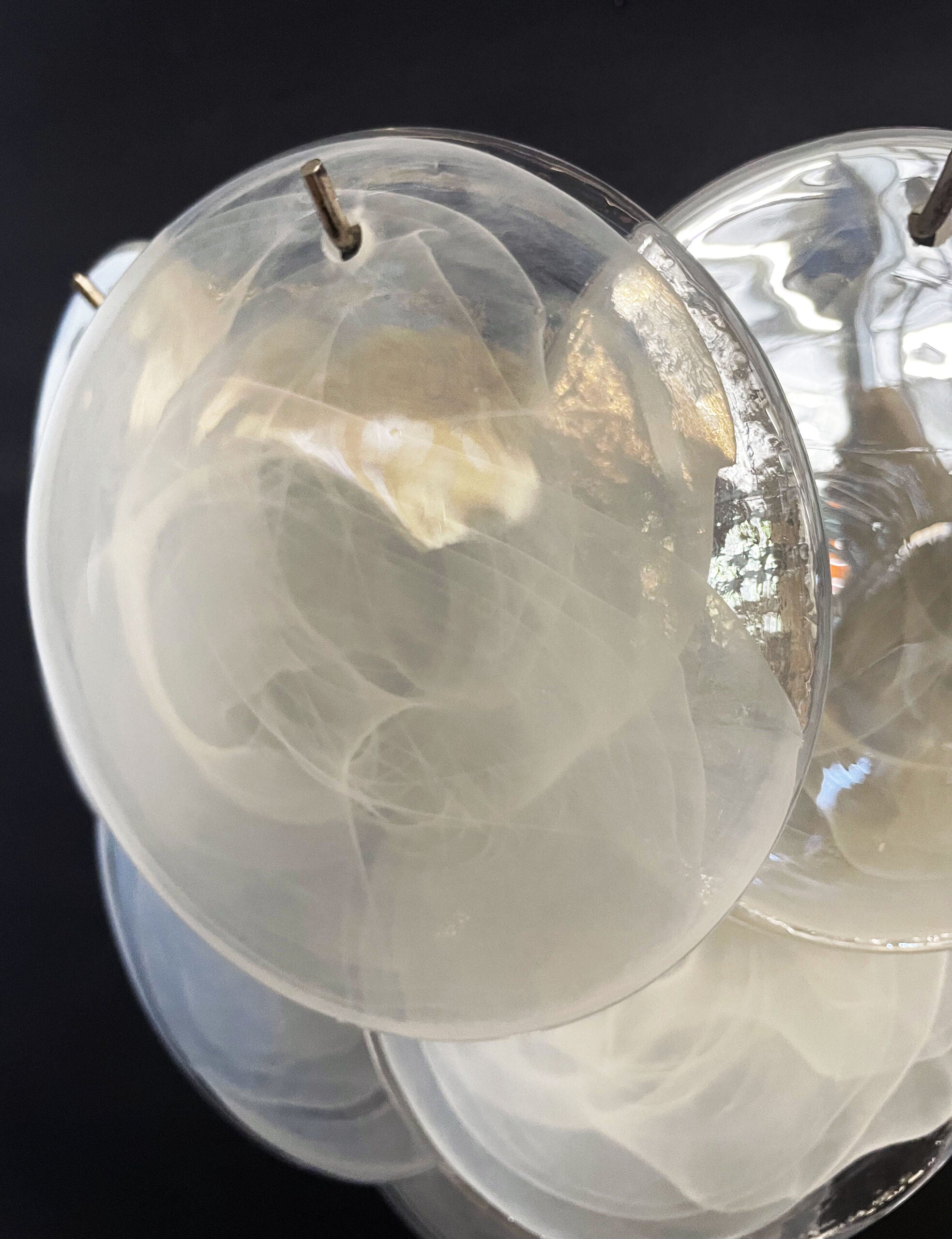 Mid-Century Murano Wall Lamp | Punto di Luce |  10 Alabaster White Disk Glass | Punto di Luce |  1 Pair