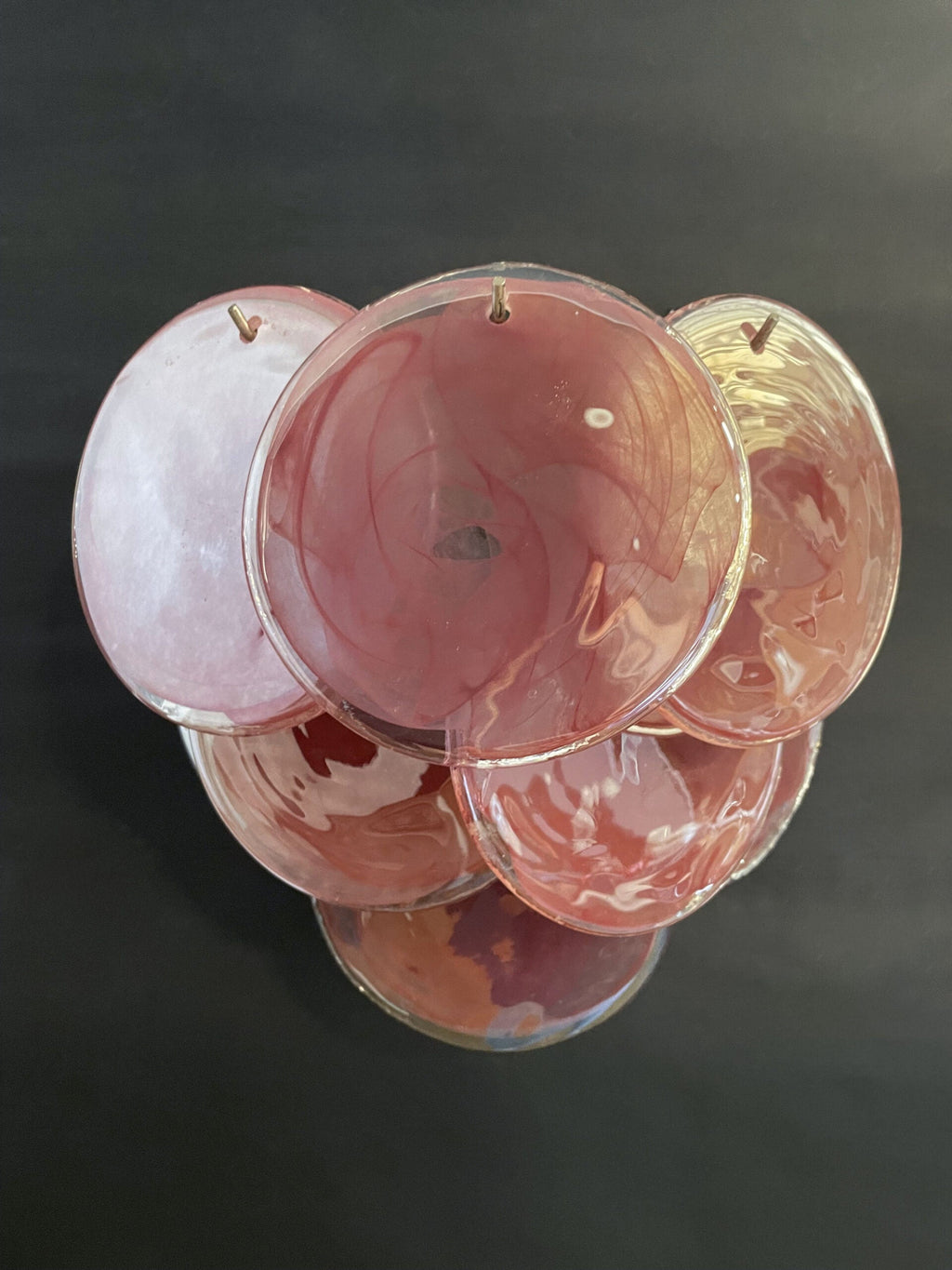 Mid-Century Murano Wall Lamp | Punto di Luce |  10 Alabaster Pink Disk Glass | Punto di Luce |  1 Pair