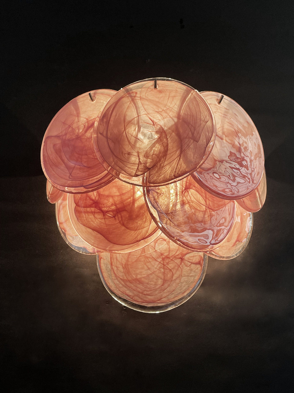 Mid-Century Murano Wall Lamp | Punto di Luce |  10 Alabaster Pink Disk Glass | Punto di Luce |  1 Pair