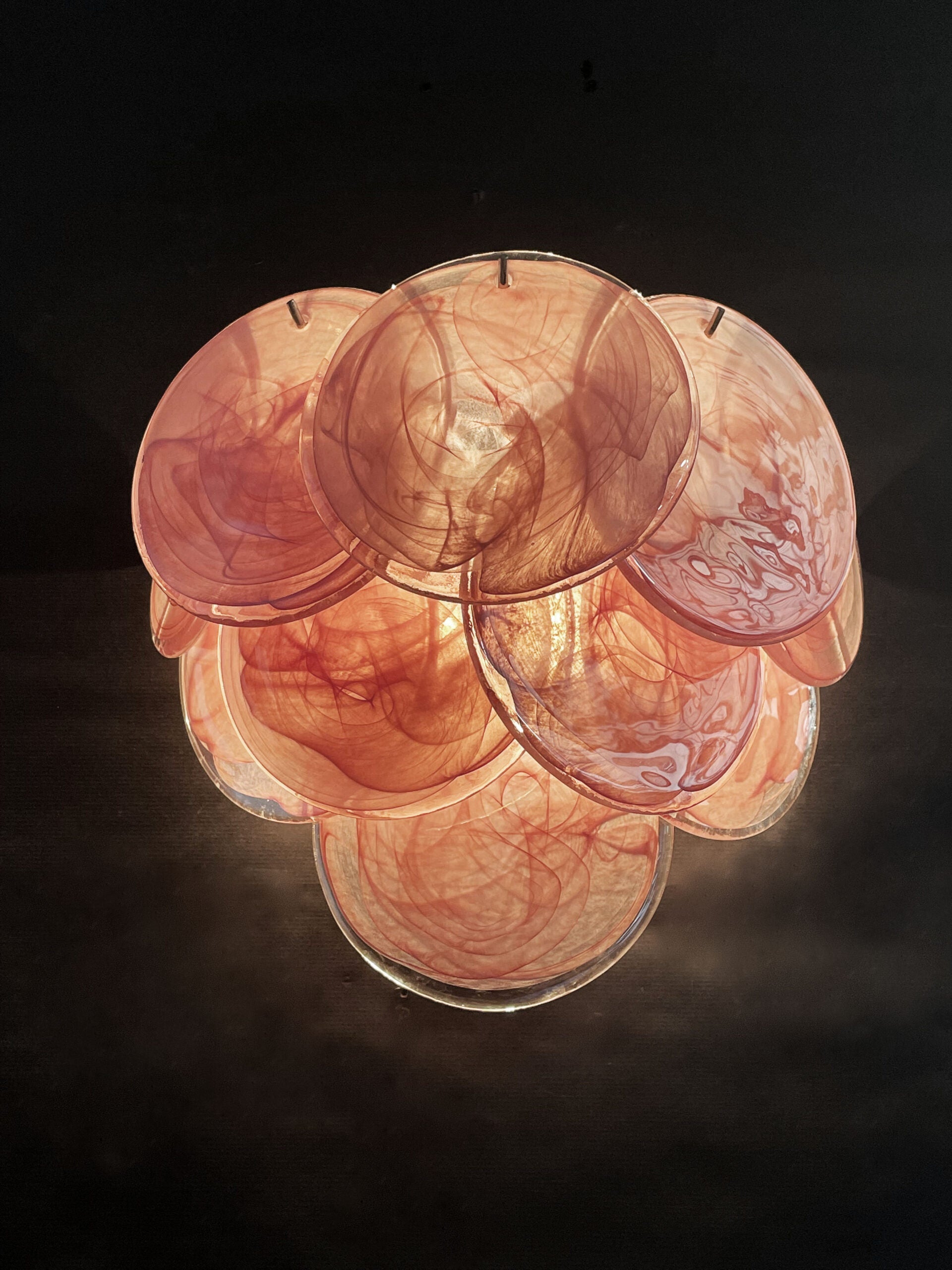 Mid-Century Murano Wall Lamp | Punto di Luce |  10 Alabaster Pink Disk Glass | Punto di Luce |  1 Pair