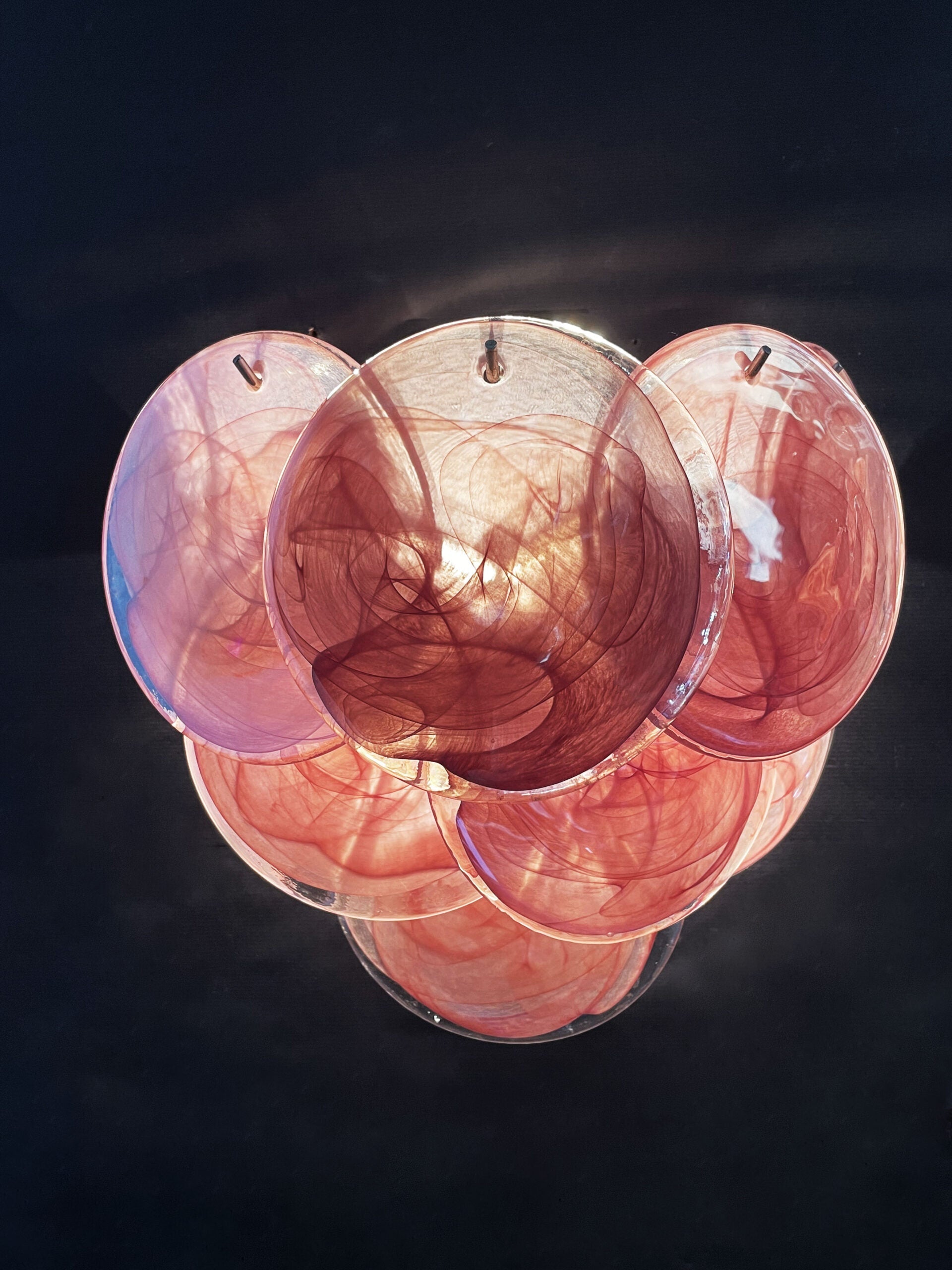 Mid-Century Murano Wall Lamp | Punto di Luce |  10 Alabaster Pink Disk Glass | Punto di Luce |  1 Pair