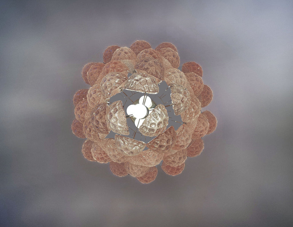 Murano-Kronleuchter aus der Mitte des Jahrhunderts | Punto di Luce | 41 Rosentropfenglas