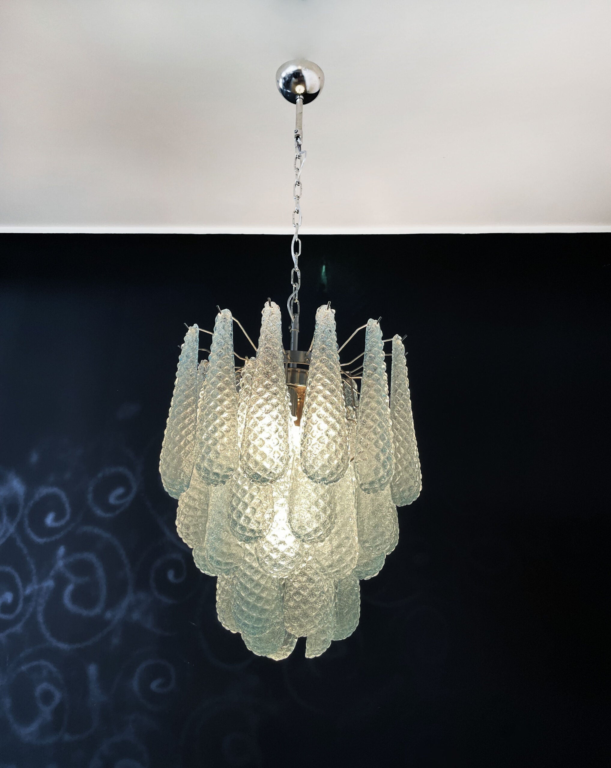 Mid-Century Murano Chandelier | Punto di Luce |  41 Blue Drop Glass