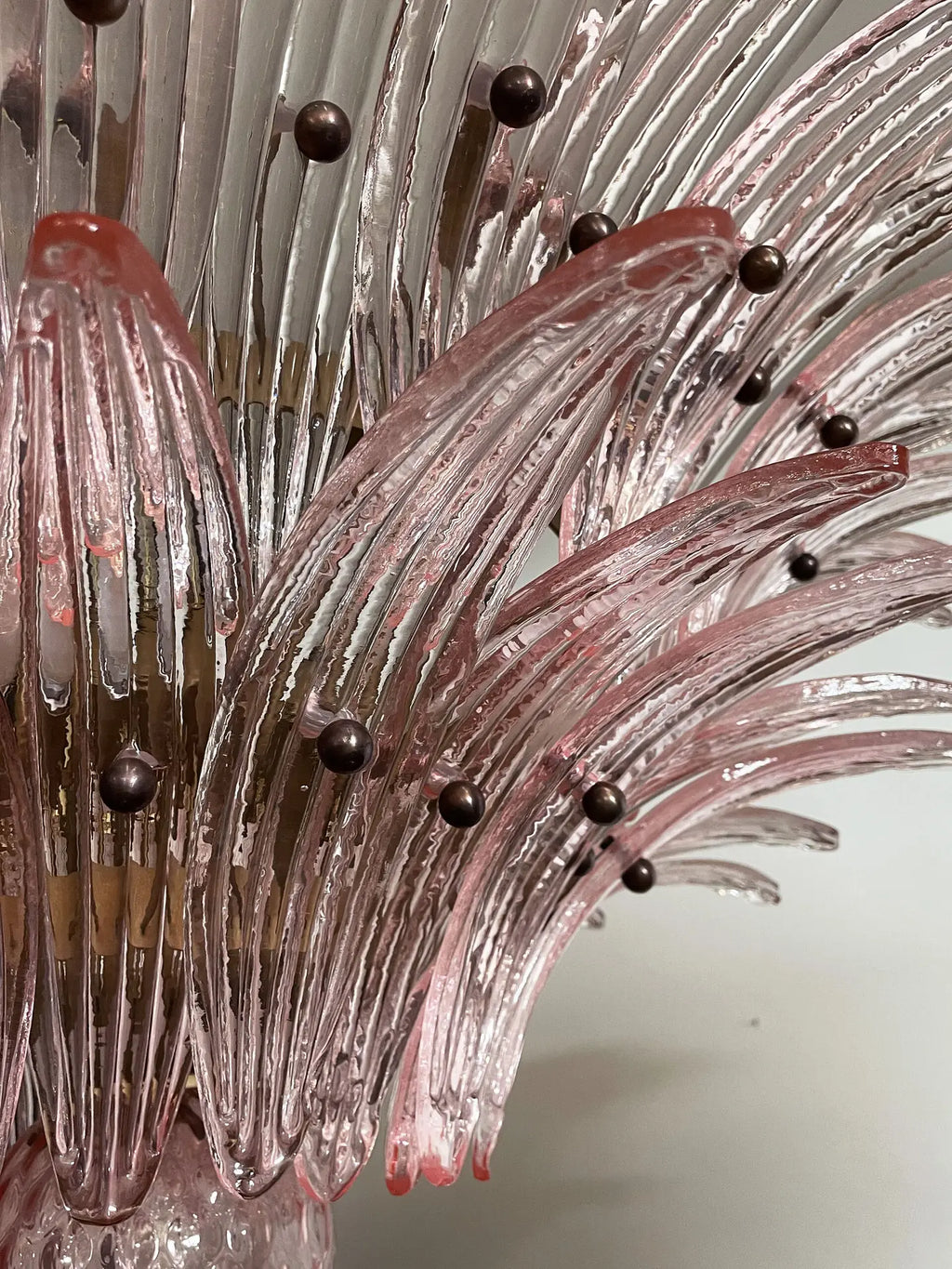 Mid-Century Murano Chandelier | Punto di Luce |  58 Pink Palmette Glass