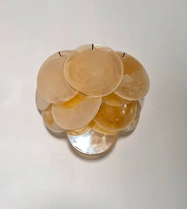 Mid-Century Murano Wall Lamp | Punto di Luce |  10 Alabaster Gold Disc Glass