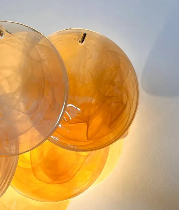 Mid-Century Murano Wall Lamp | Punto di Luce |  10 Alabaster Gold Disc Glass