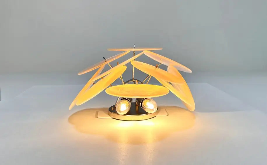 Mid-Century Murano Wall Lamp | Punto di Luce |  10 Alabaster Gold Disc Glass