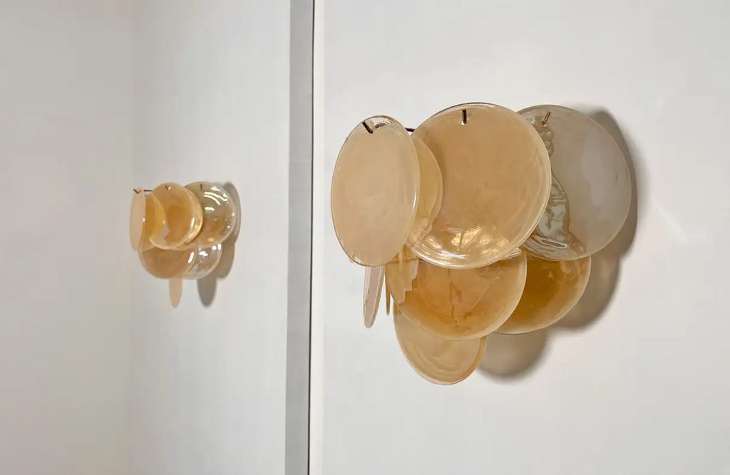 Mid-Century Murano Wall Lamp | Punto di Luce |  10 Alabaster Gold Disc Glass