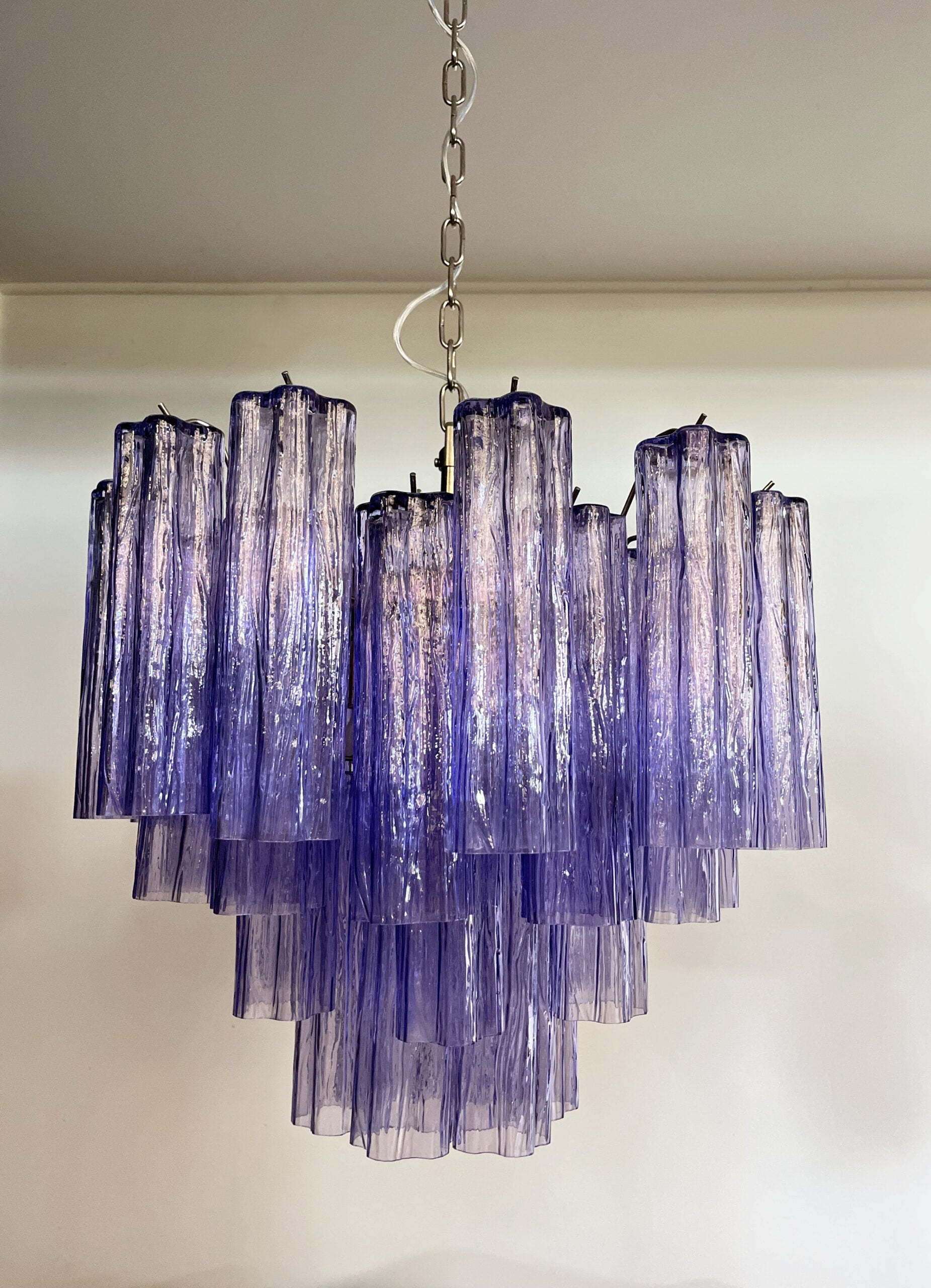 Mid-Century Murano Chandelier | Punto di Luce |  36 Purple Glass Tubes