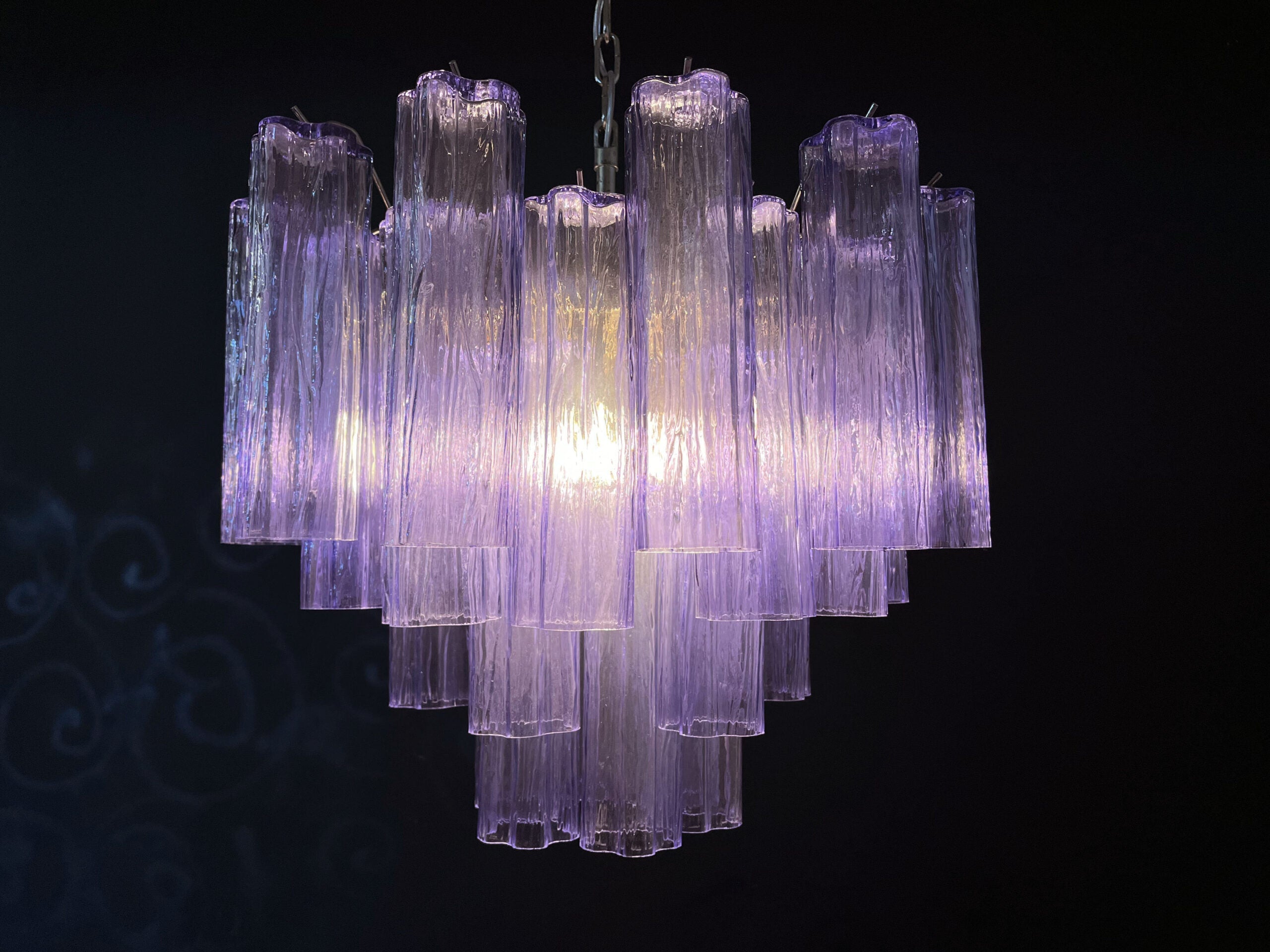 Mid-Century Murano Chandelier | Punto di Luce |  36 Purple Glass Tubes