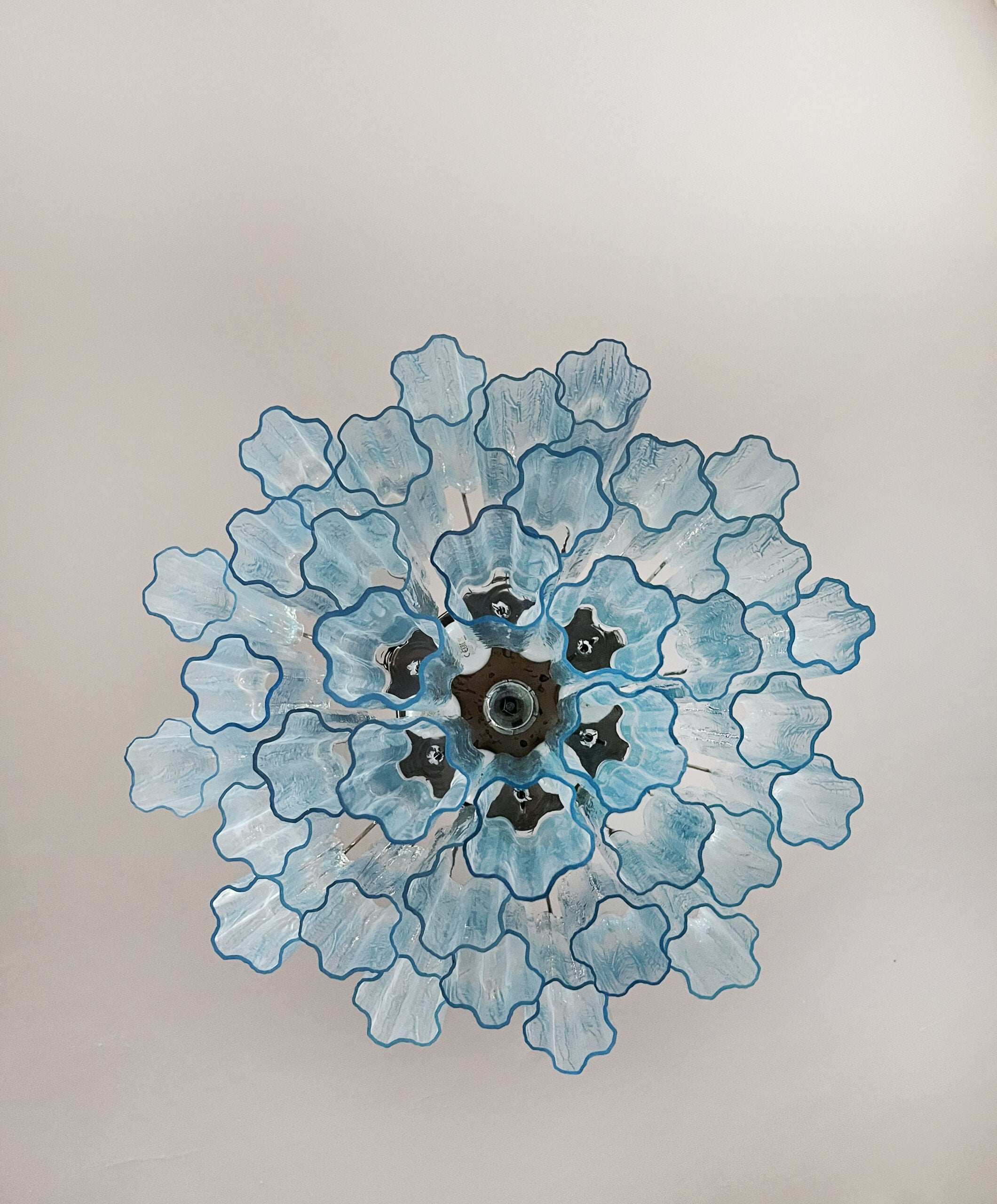 Mid-Century Murano Chandelier | Punto di Luce |  36 Blue Glass Tubes