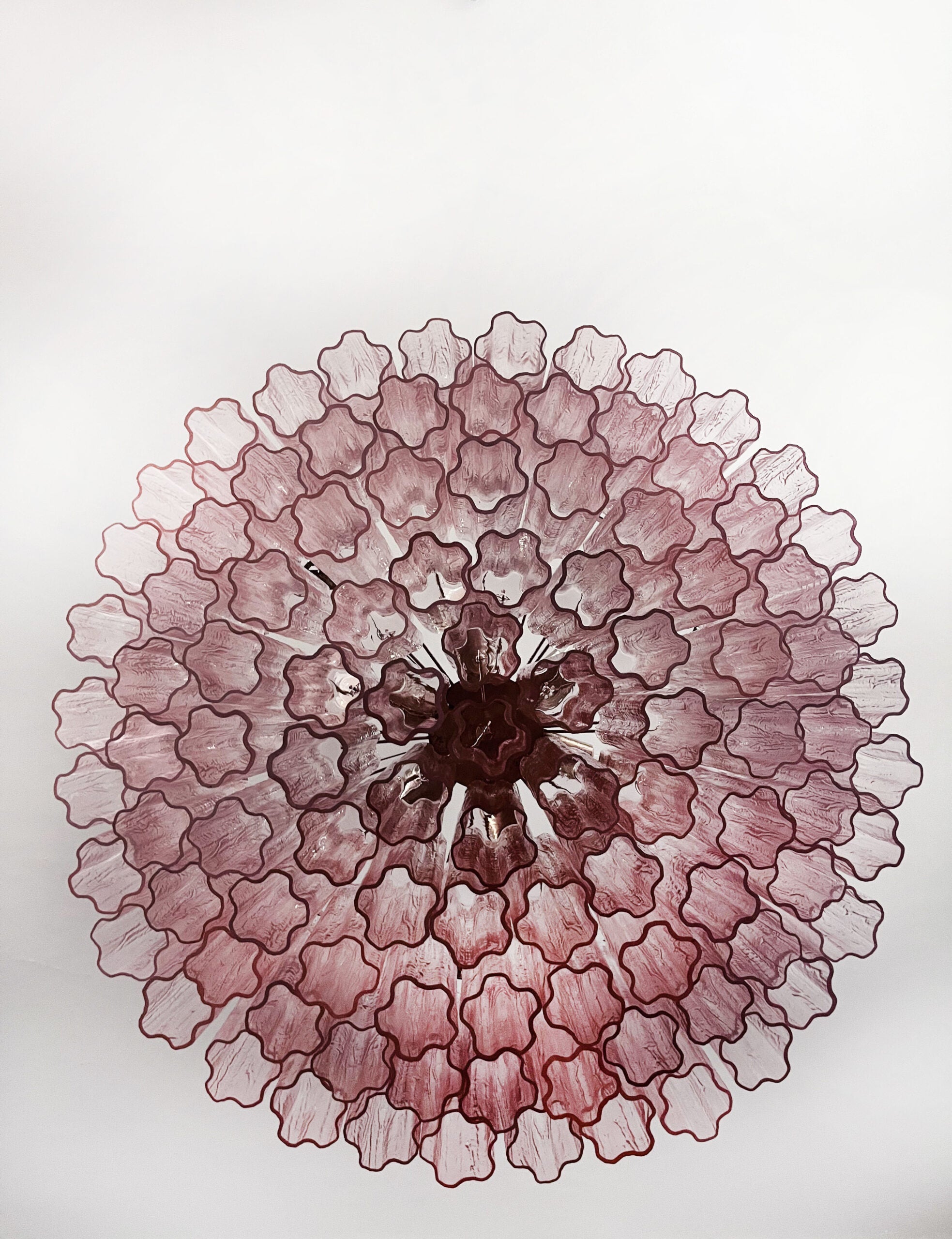 Mid-Century Murano Chandelier | Punto di Luce |  101 Pink Glass Tube