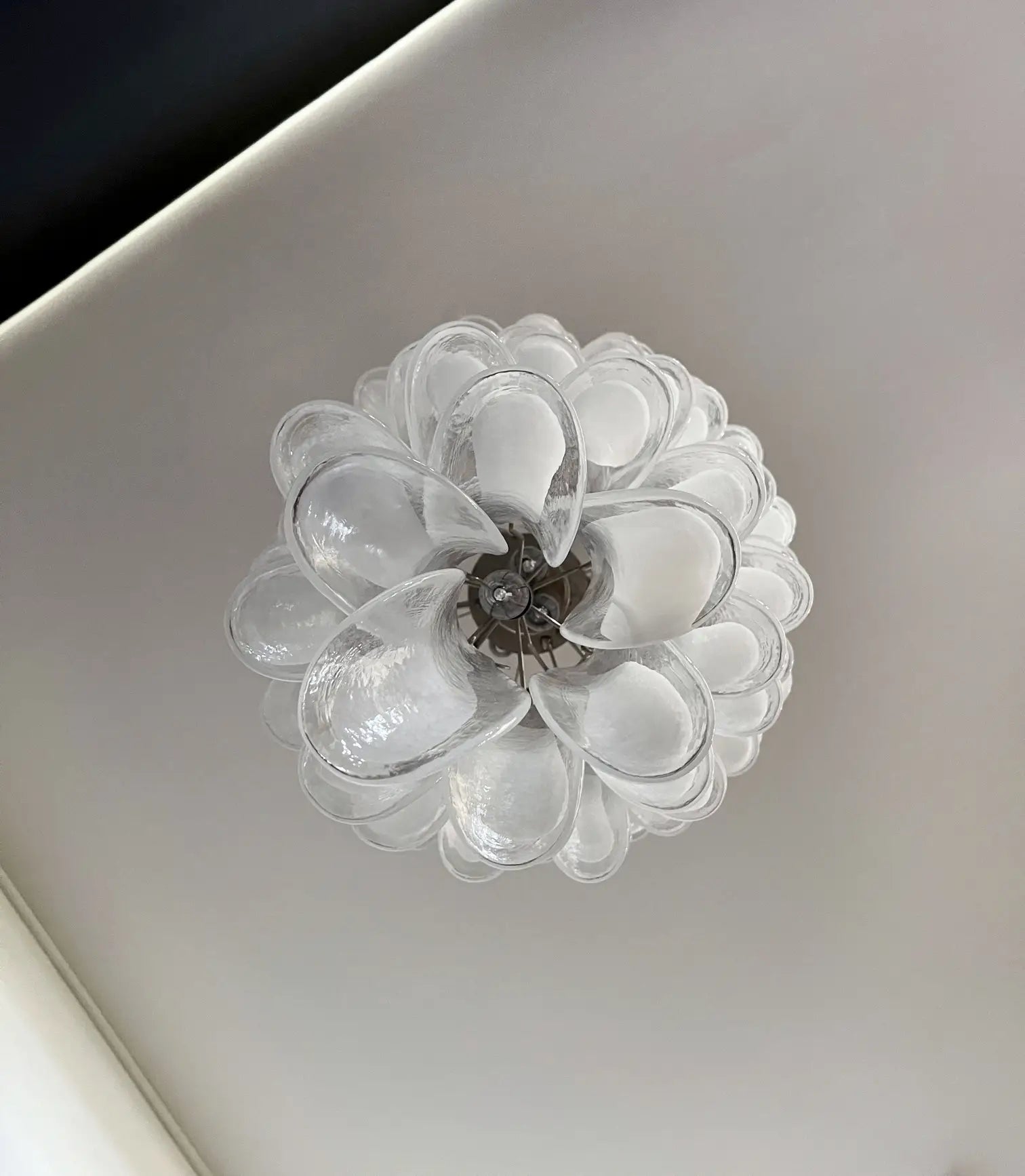 Mid-Century Murano Chandelier | Punto di Luce |  83 White Petal Glass