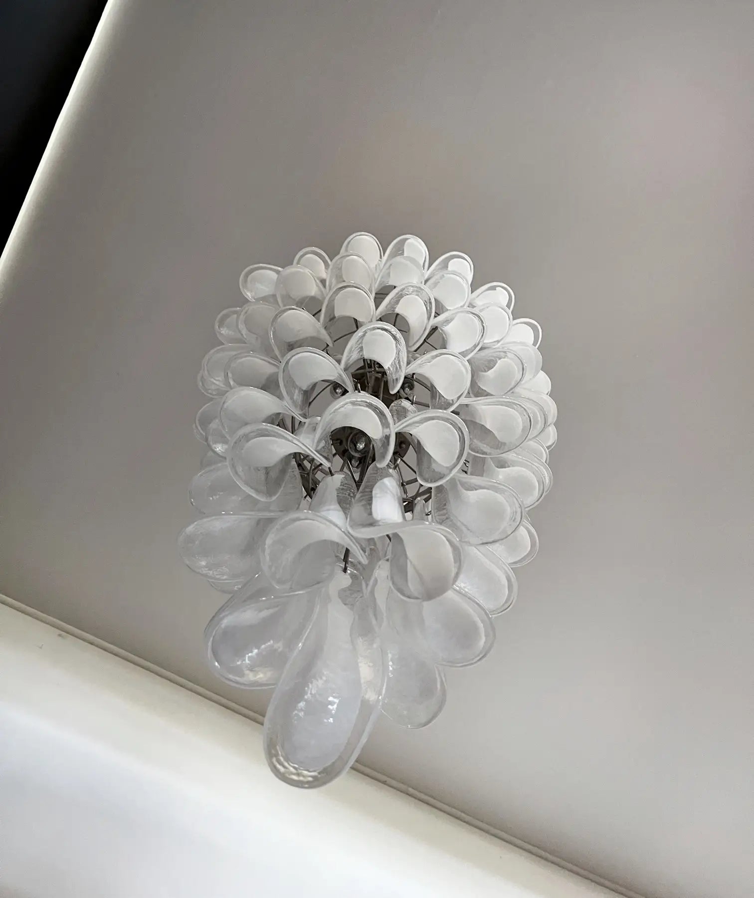 Mid-Century Murano Chandelier | Punto di Luce |  83 White Petal Glass
