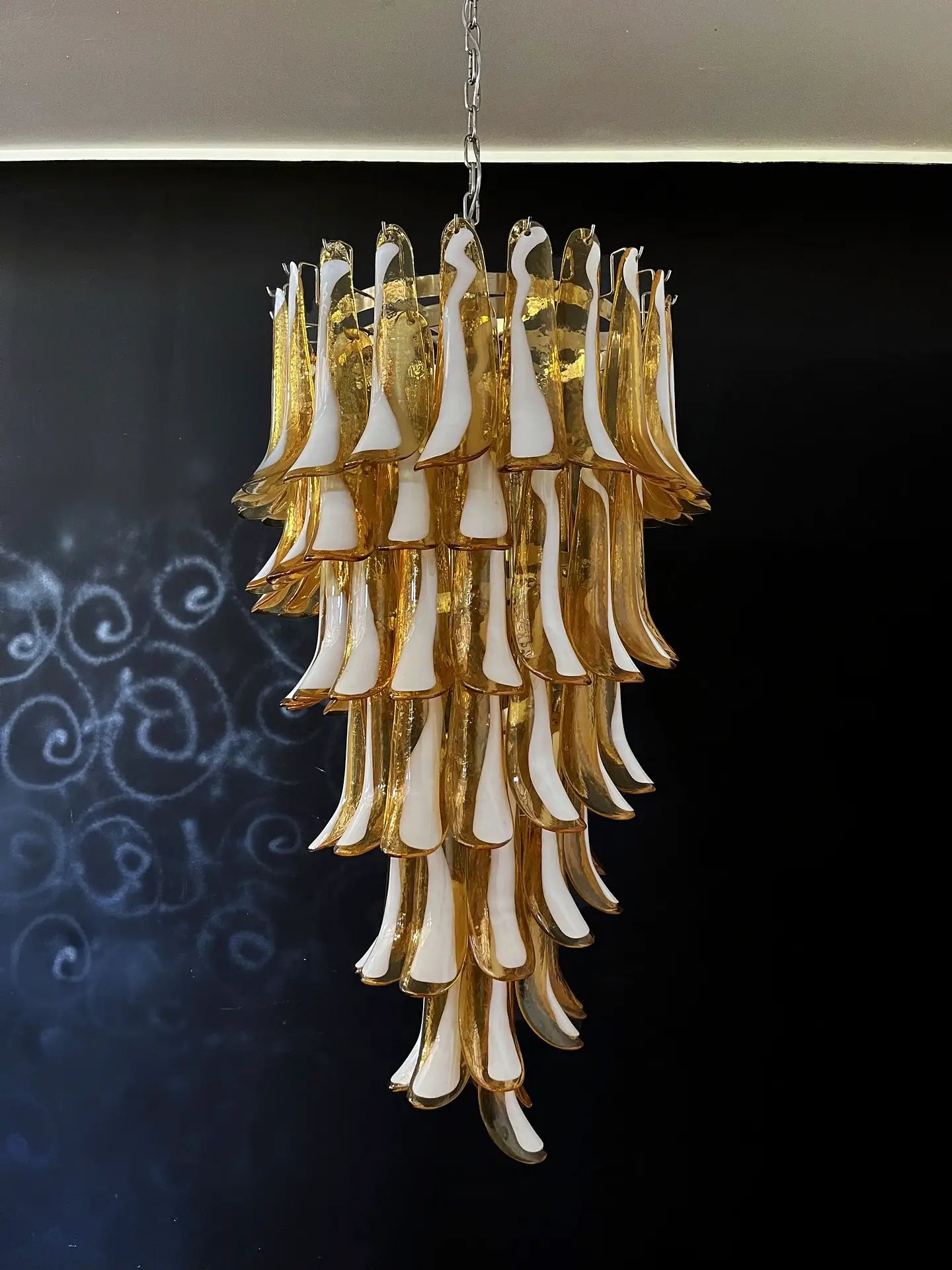 Mid-Century Murano Chandelier | Punto di Luce |  83 Caramel-Colored Petal Glass