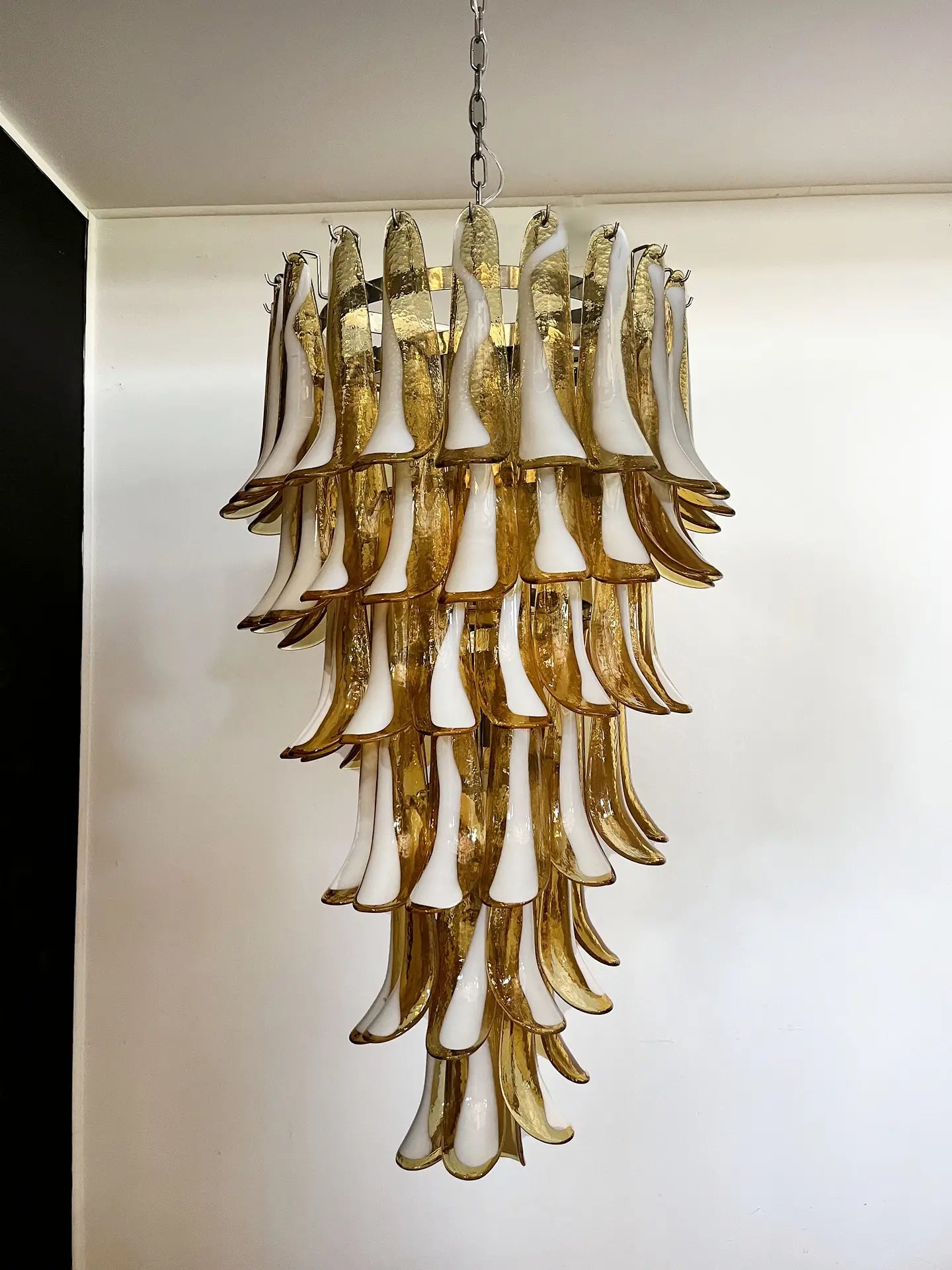 Mid-Century Murano Chandelier | Punto di Luce |  83 Caramel-Colored Petal Glass