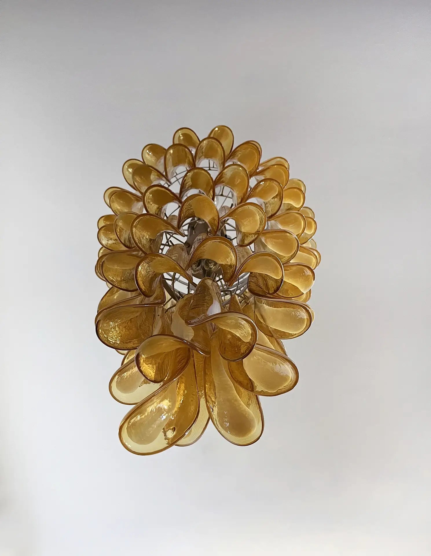 Mid-Century Murano Chandelier | Punto di Luce |  83 Caramel-Colored Petal Glass