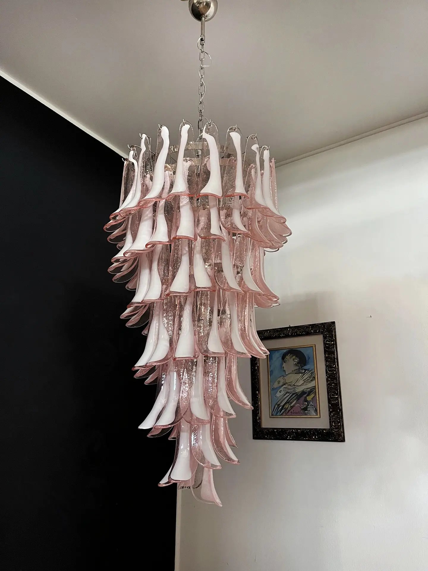 Mid-Century Murano Chandelier | Punto di Luce |  83 Pink Petal Glass