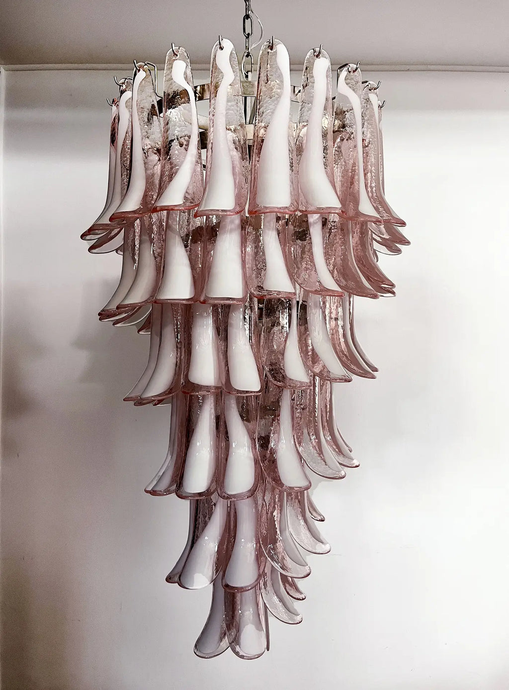Mid-Century Murano Chandelier | Punto di Luce |  83 Pink Petal Glass