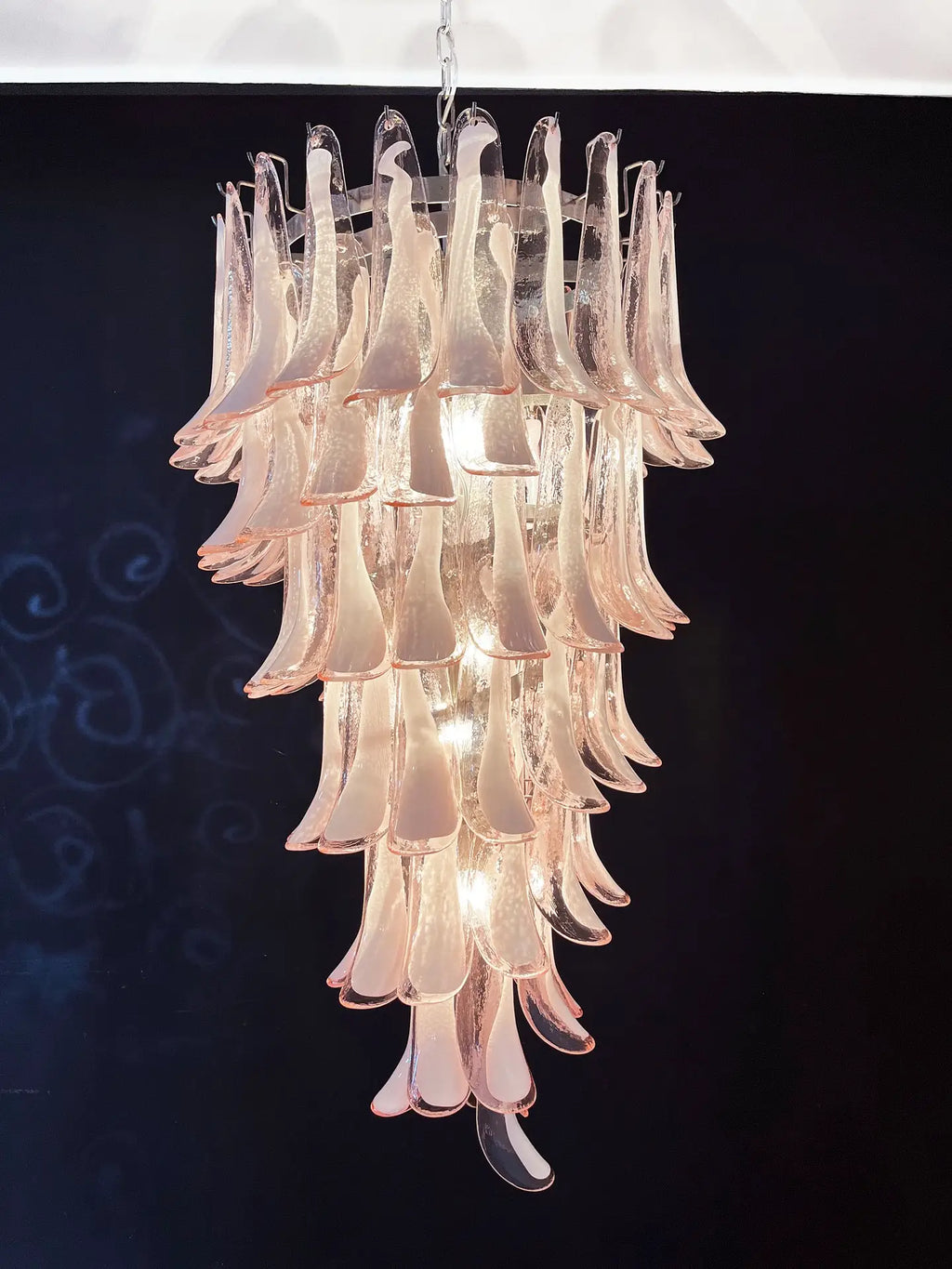 Mid-Century Murano Chandelier | Punto di Luce |  83 Pink Petal Glass