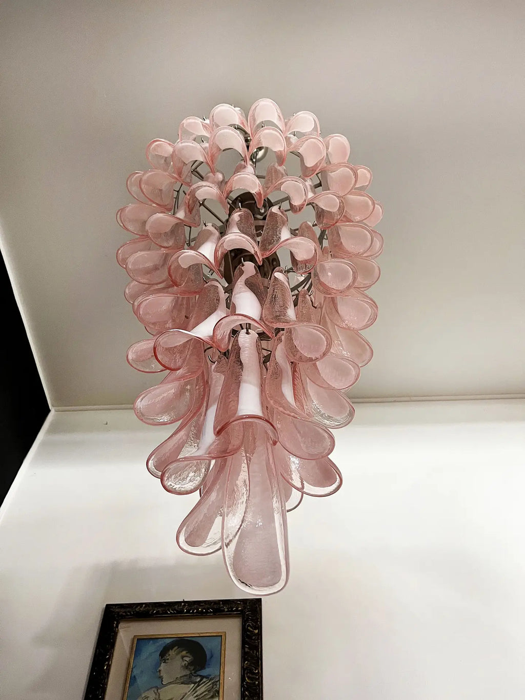 Mid-Century Murano Chandelier | Punto di Luce |  83 Pink Petal Glass