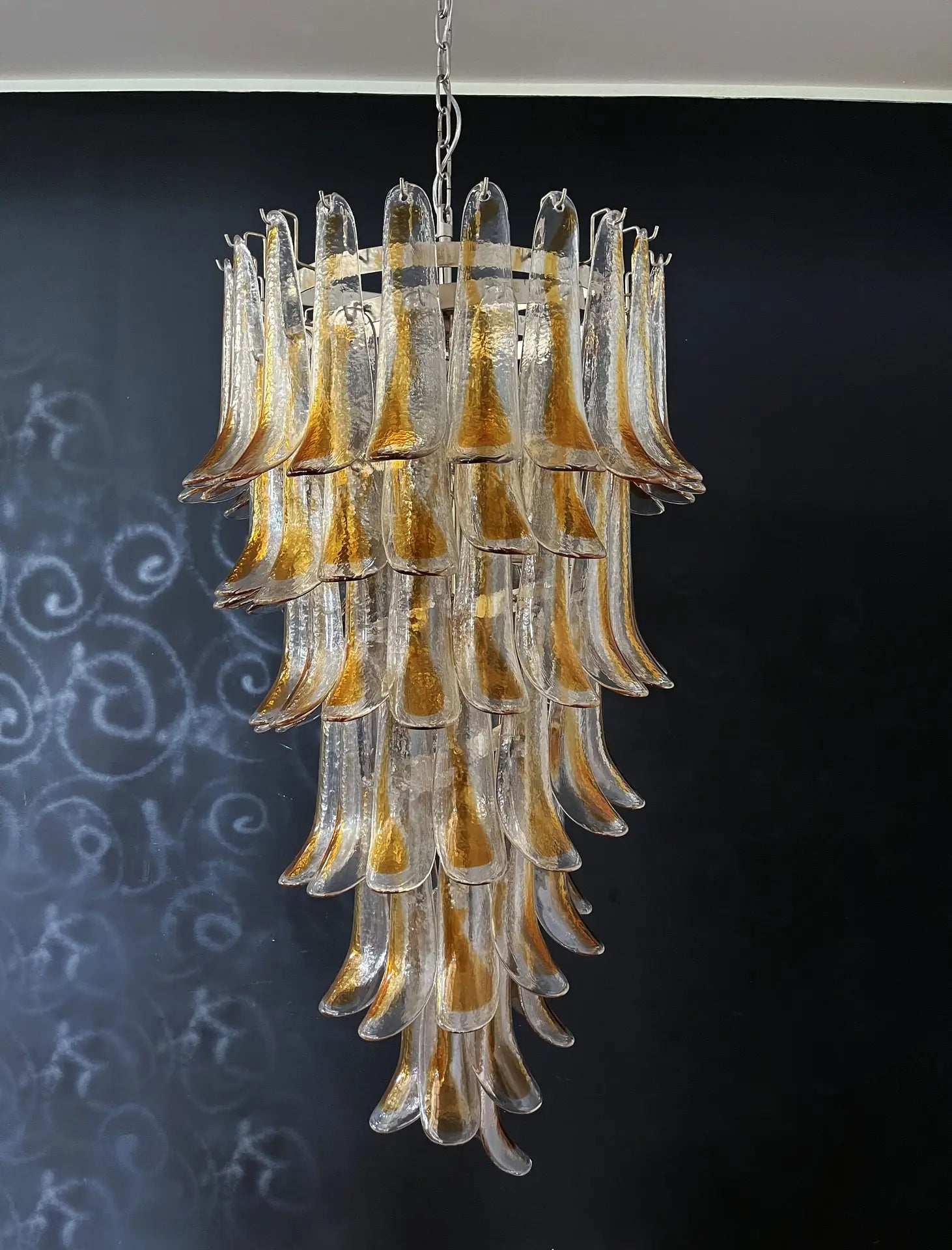 Mid-Century Murano Chandelier | Punto di Luce |  83 Clear and Yellow Petal Glass