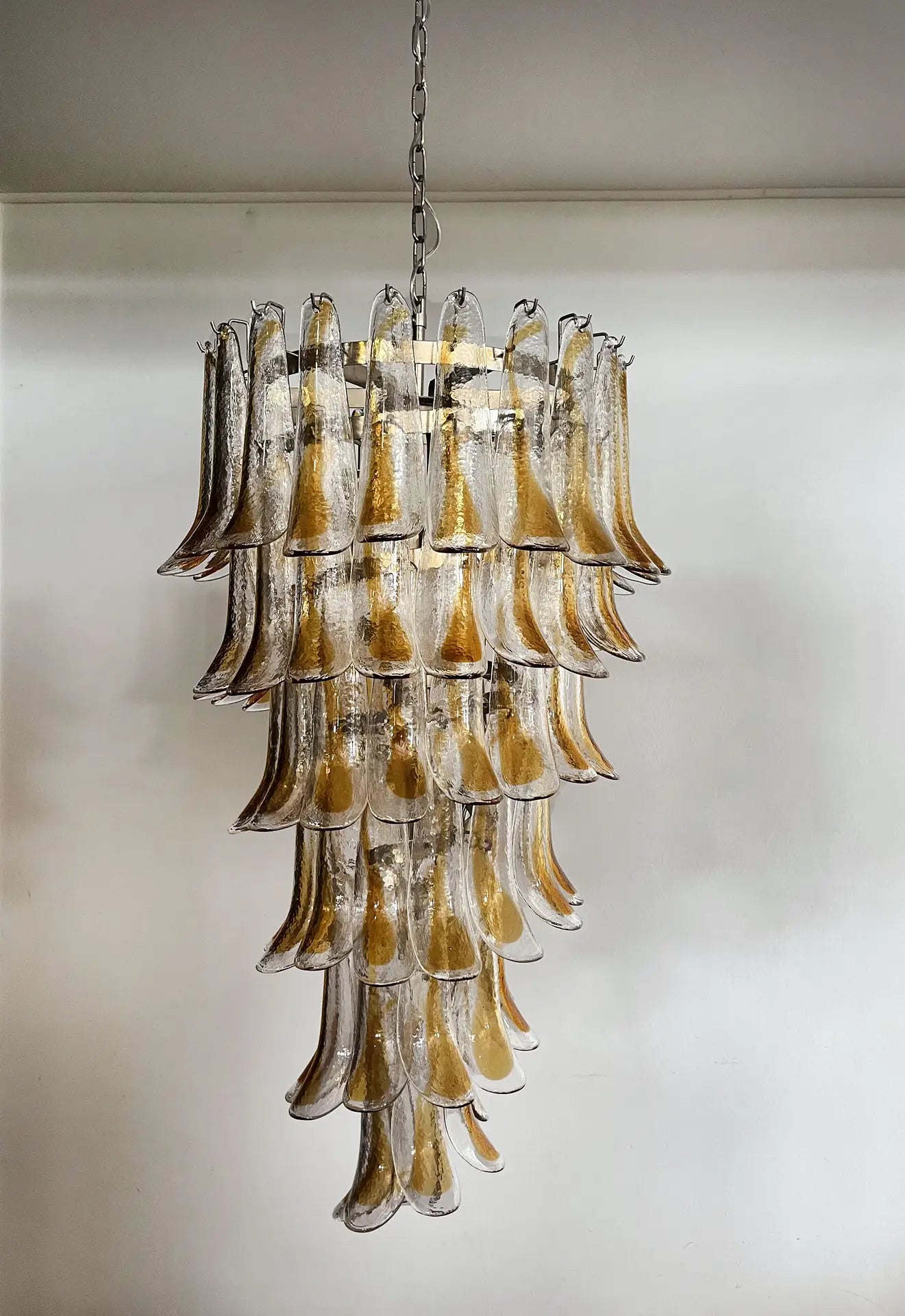 Mid-Century Murano Chandelier | Punto di Luce |  83 Clear and Yellow Petal Glass