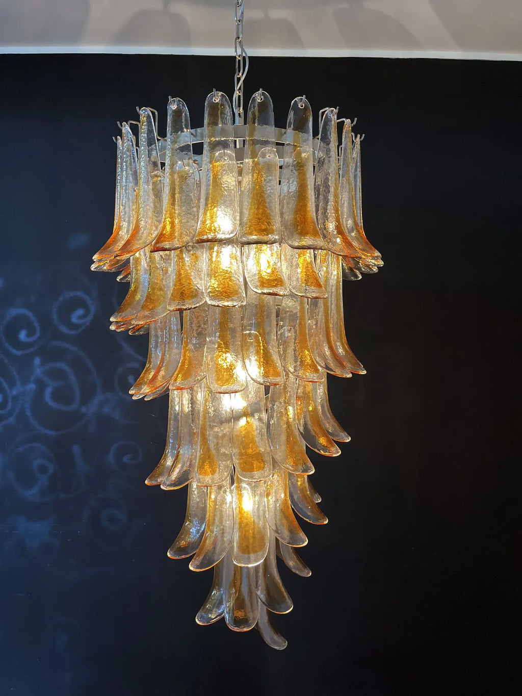 Mid-Century Murano Chandelier | Punto di Luce |  83 Clear and Yellow Petal Glass