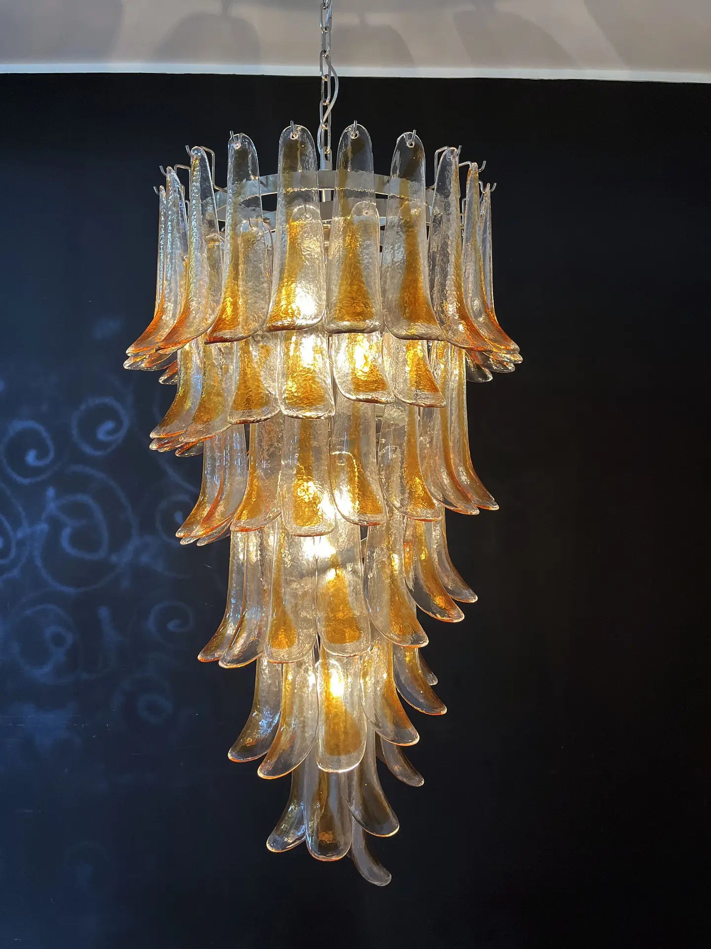 Mid-Century Murano Chandelier | Punto di Luce |  83 Clear and Yellow Petal Glass