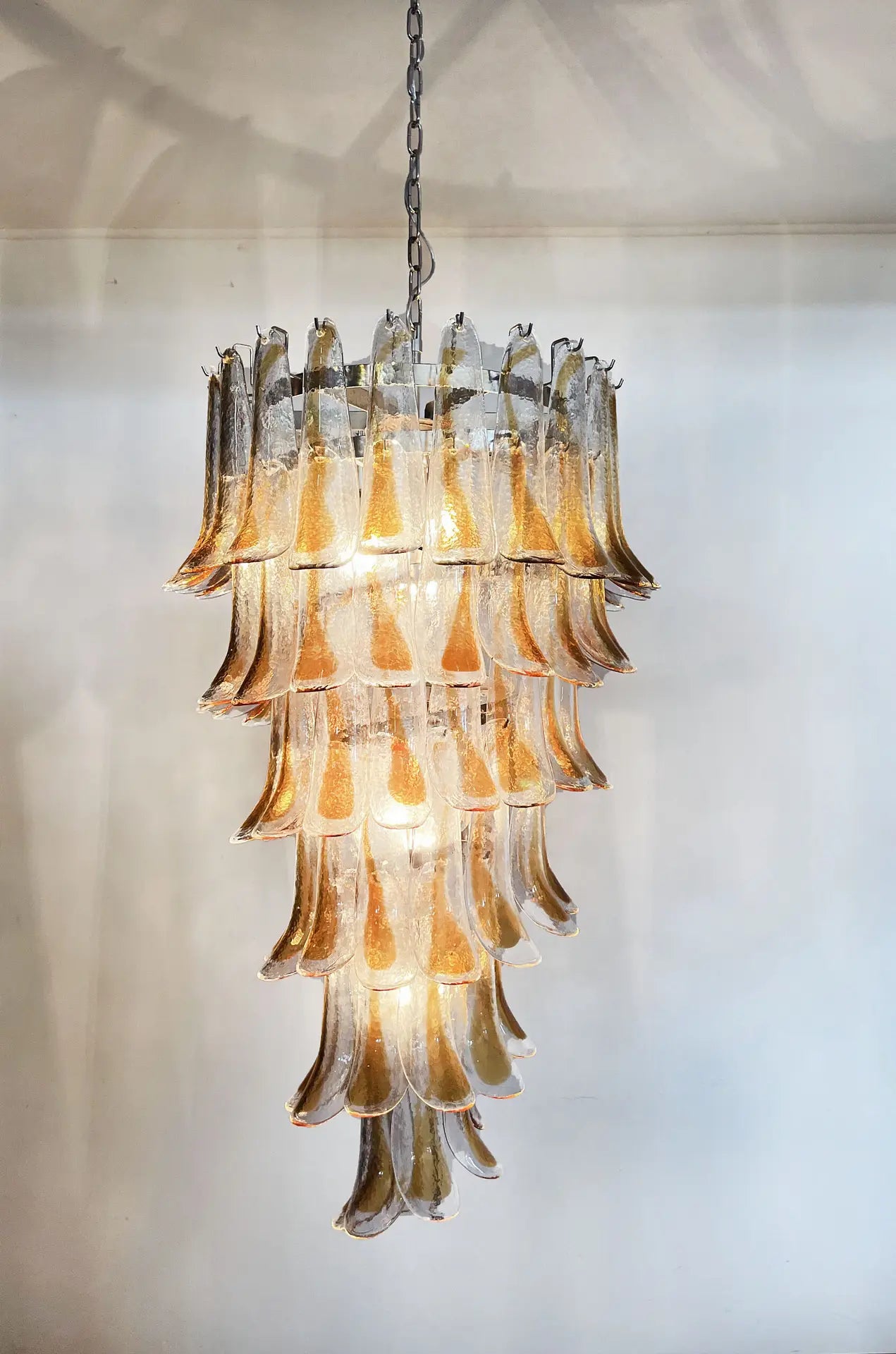 Mid-Century Murano Chandelier | Punto di Luce |  83 Clear and Yellow Petal Glass