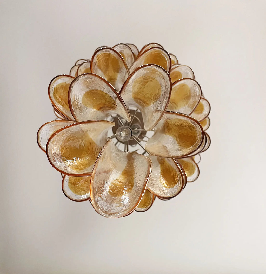Mid-Century Murano Chandelier | Punto di Luce |  83 Clear and Yellow Petal Glass
