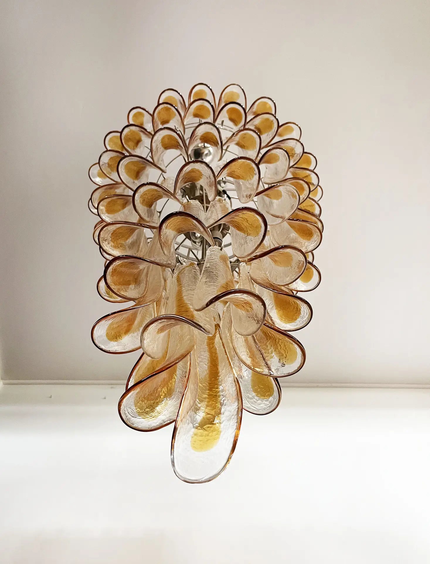 Mid-Century Murano Chandelier | Punto di Luce |  83 Clear and Yellow Petal Glass