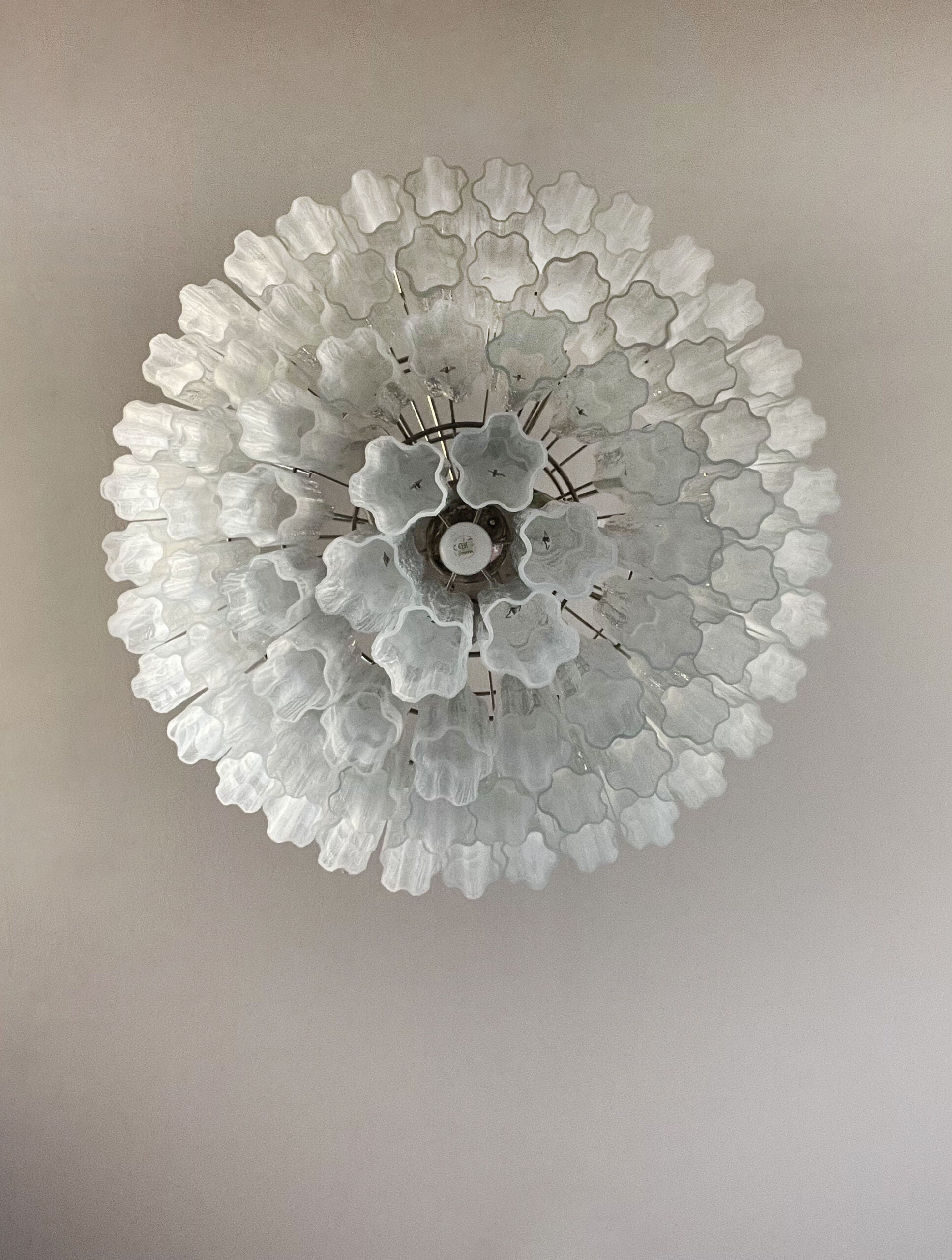 Mid-Century Murano Chandelier | Punto di Luce |  78 White Alabaster Glass Tubes