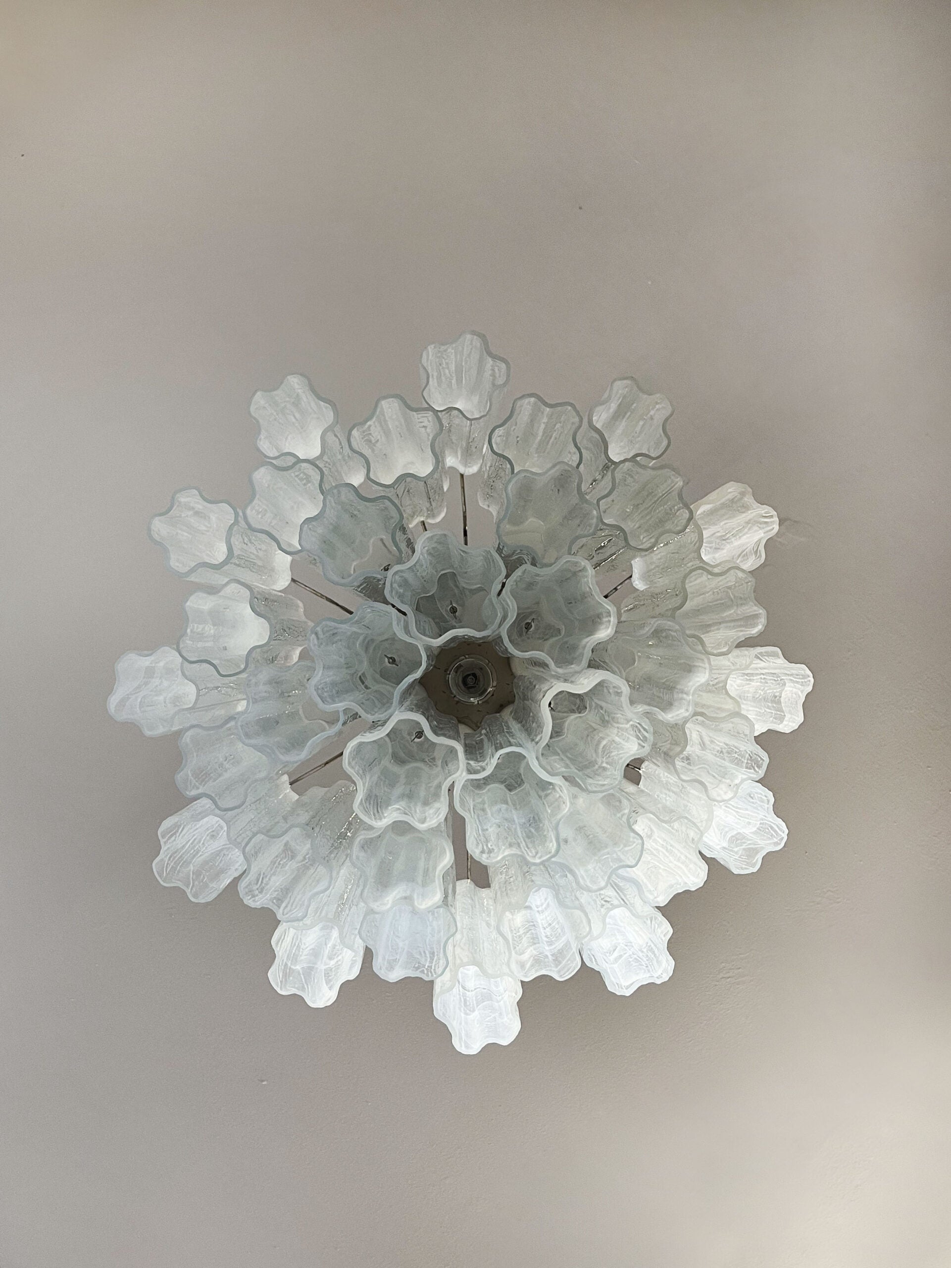 Mid-Century Murano Chandelier | Punto di Luce |  36 White Alabaster Glass Tubes