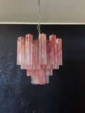 Mid-Century Murano Chandelier | Punto di Luce |  36 Pink Alabaster Glass Tubes