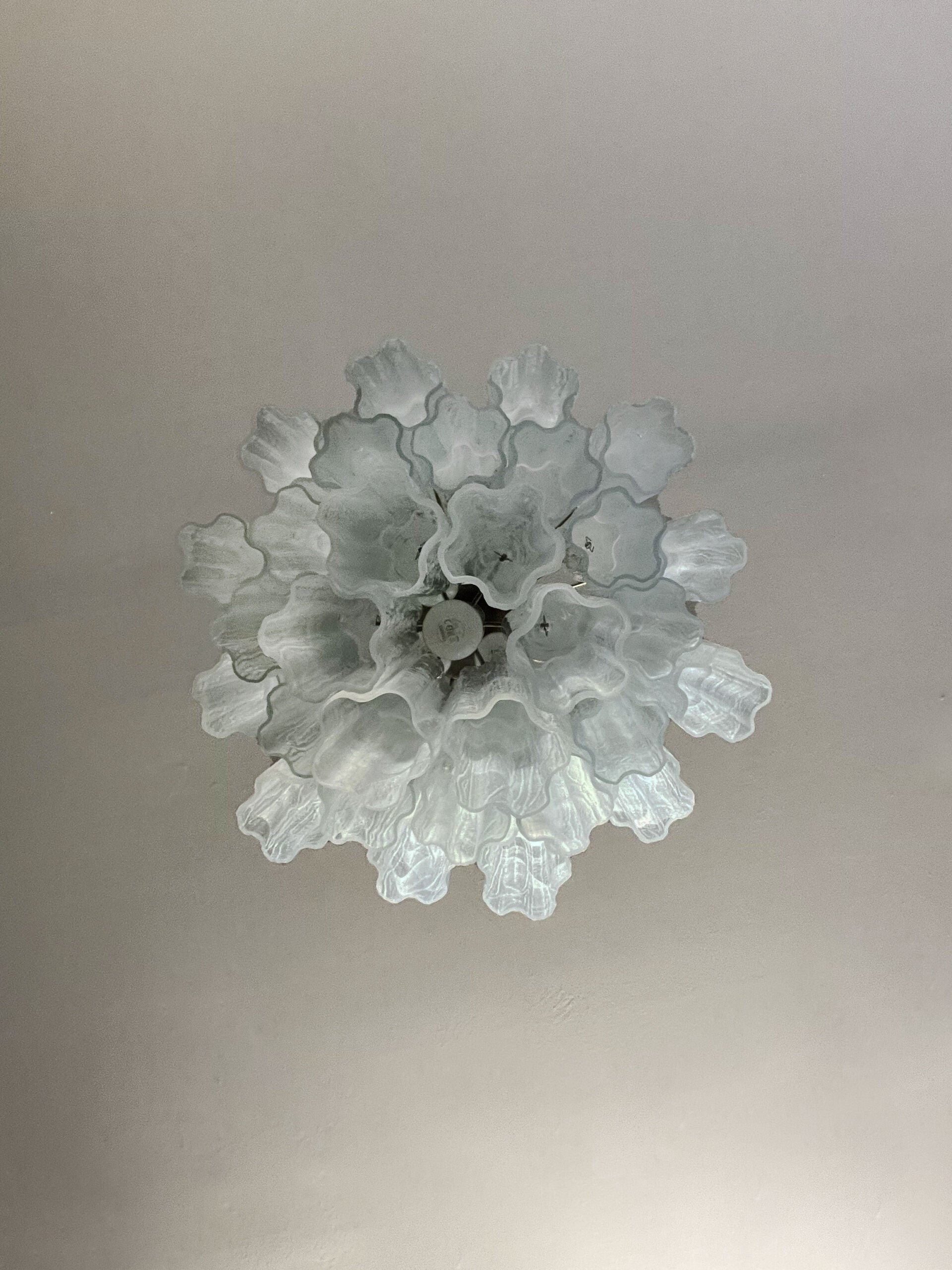 Mid-Century Murano Chandelier | Punto di Luce |  30 White Glass Tubes