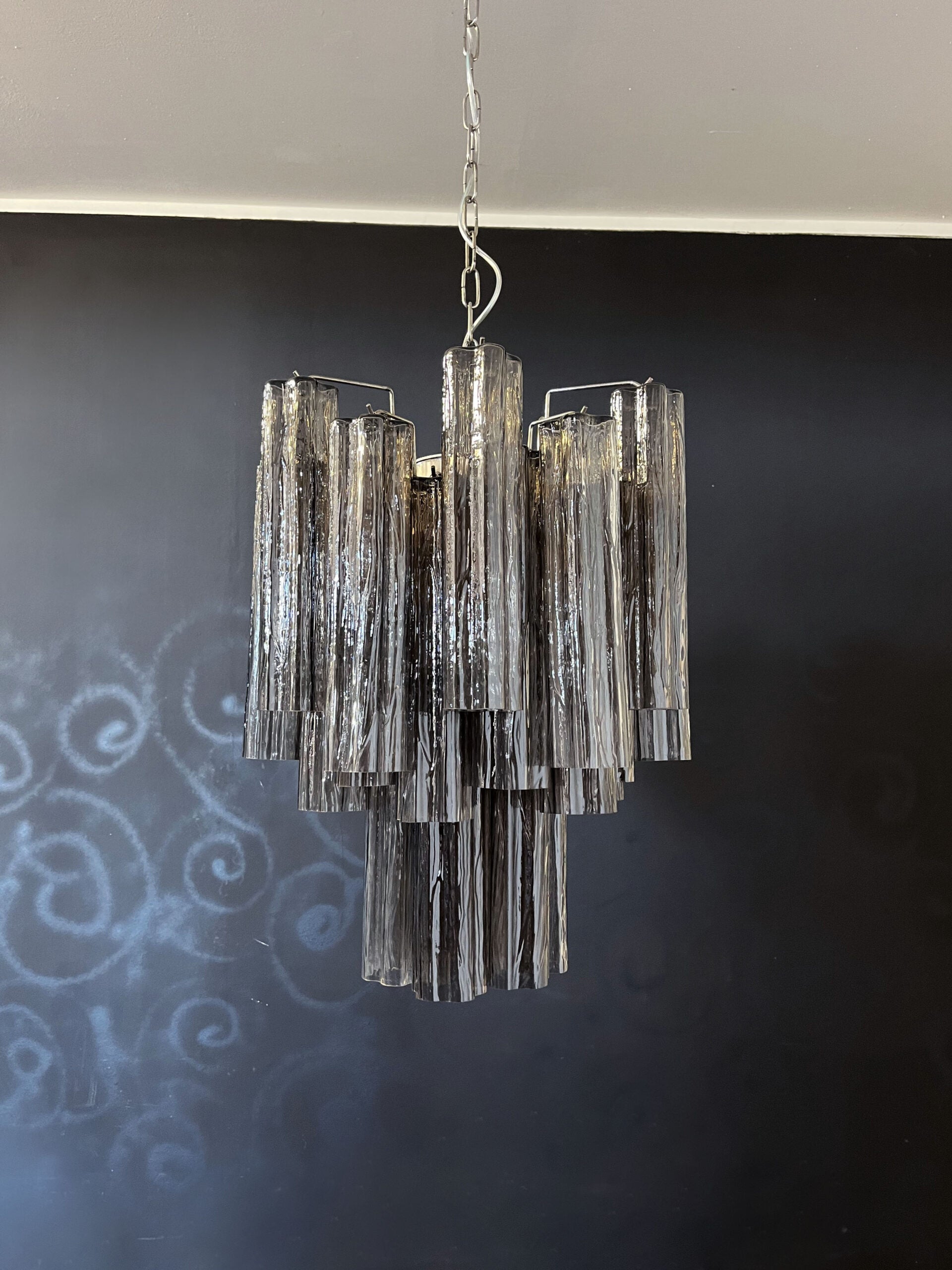 Mid-Century Murano Chandelier | Punto di Luce |  30 Smoky Glass Tubes