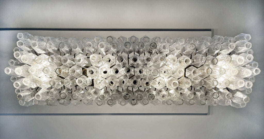 Murano-Kronleuchter aus der Mitte des Jahrhunderts | Punto di Luce | 138 Klares Polyliedri-Glas