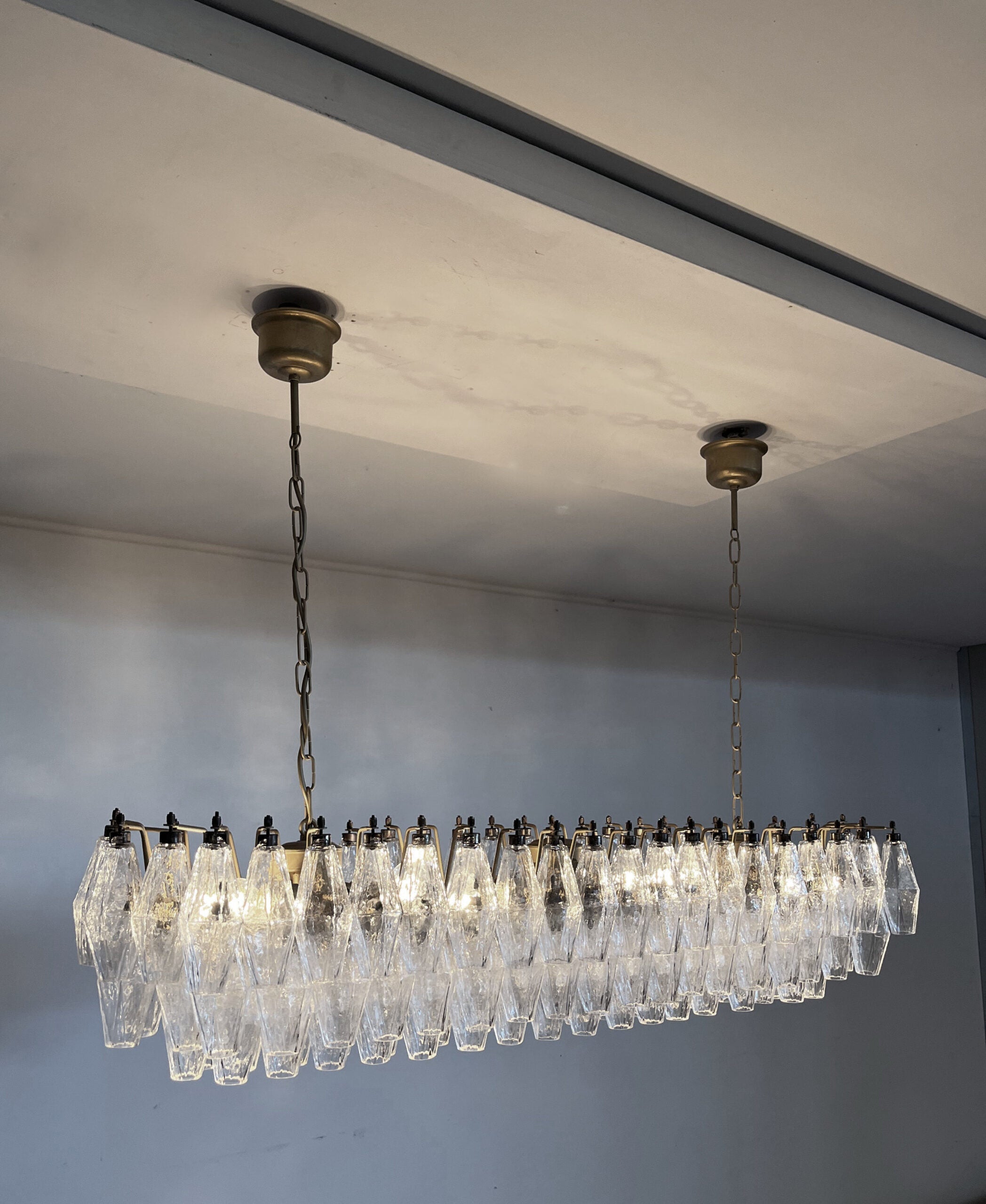 Mid-Century Murano Chandelier | Punto di Luce |  138 Clear Poliedri Glass