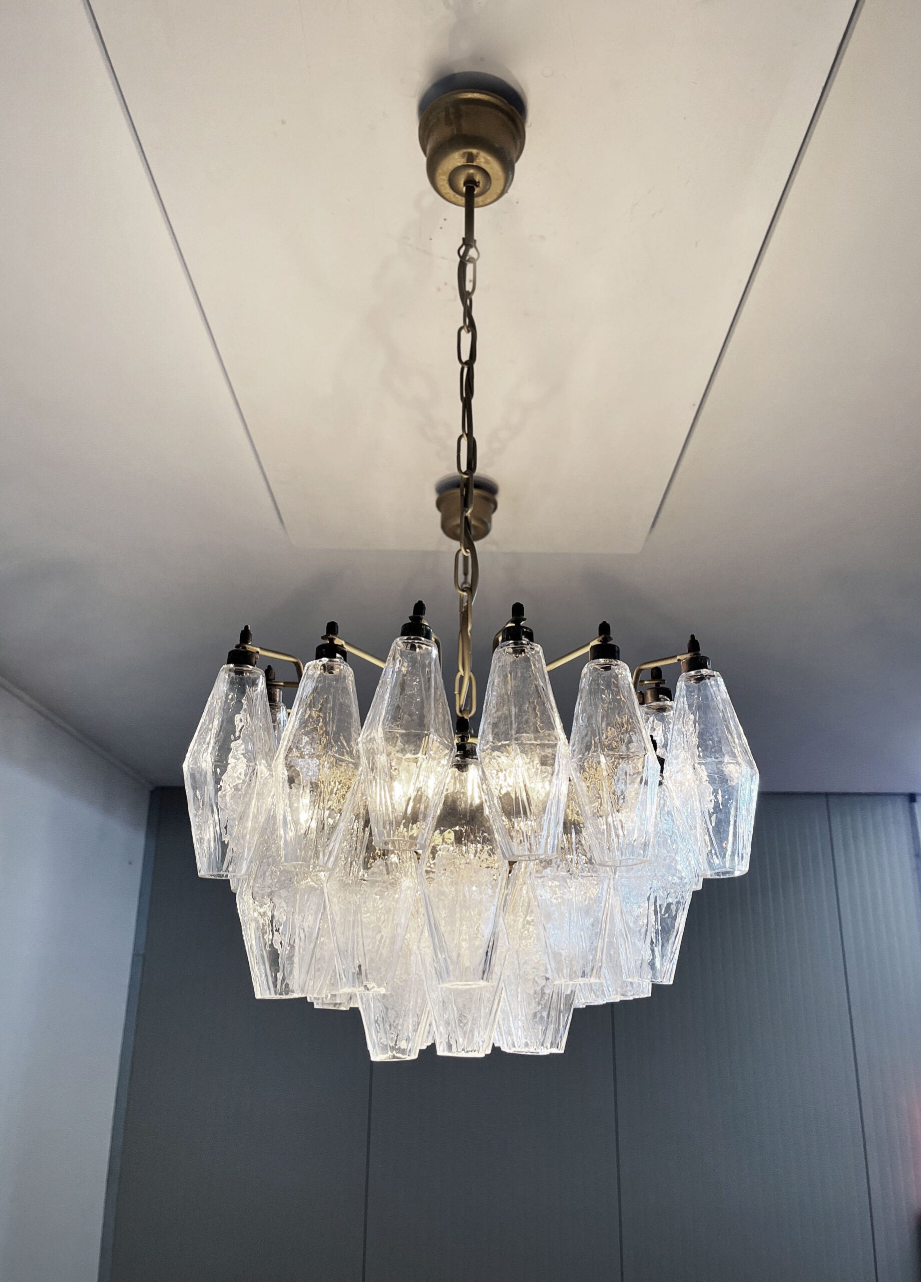 Mid-Century Murano Chandelier | Punto di Luce |  138 Clear Poliedri Glass