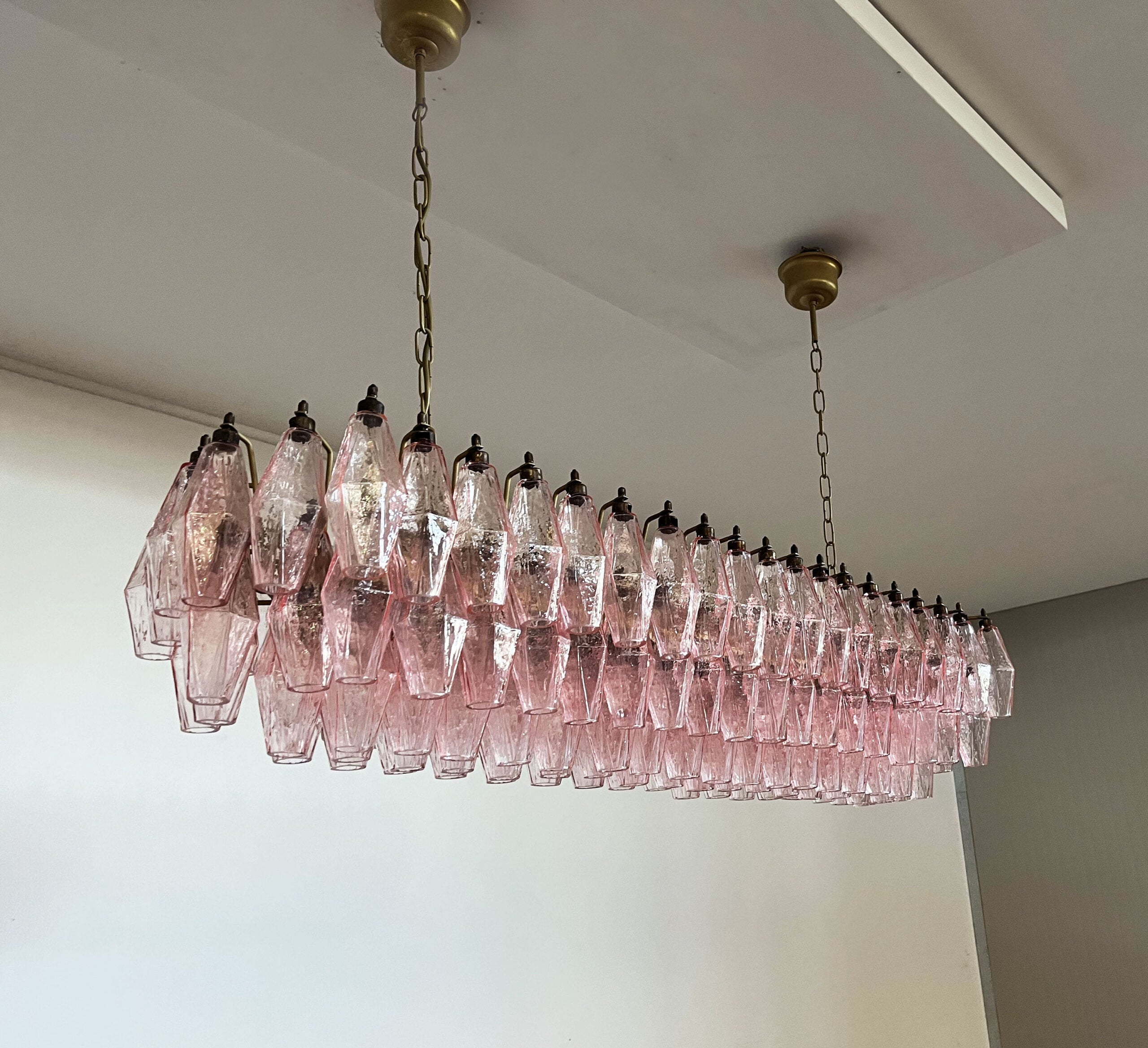 Mid-Century Murano Chandelier | Punto di Luce |  138 Pink Poliedri Glass