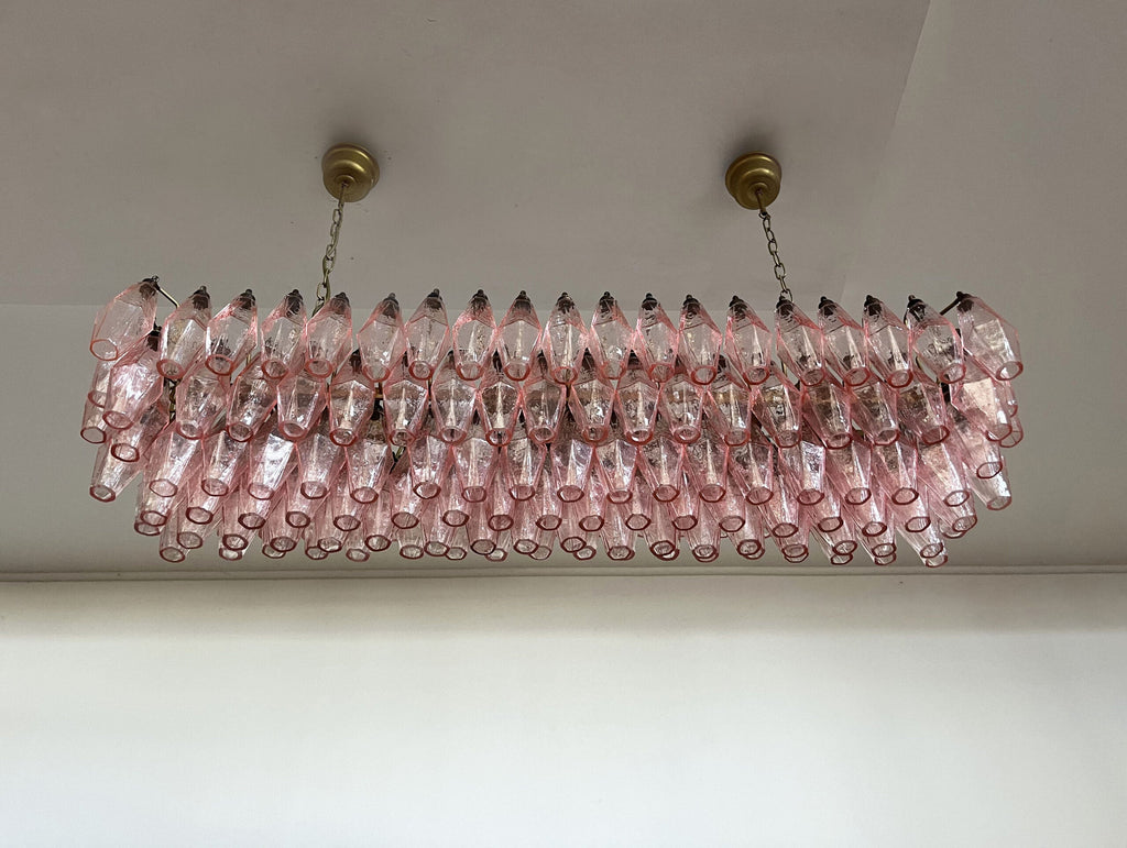 Mid-Century Murano Chandelier | Punto di Luce |  138 Pink Poliedri Glass