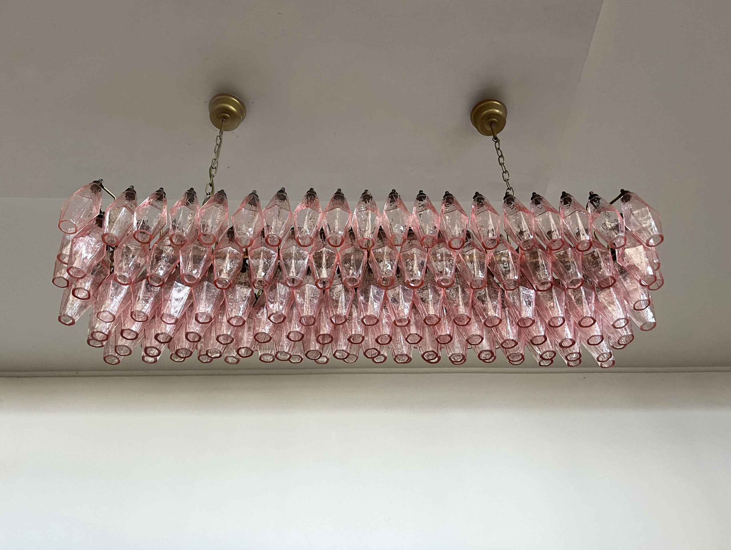 Mid-Century Murano Chandelier | Punto di Luce |  138 Pink Poliedri Glass