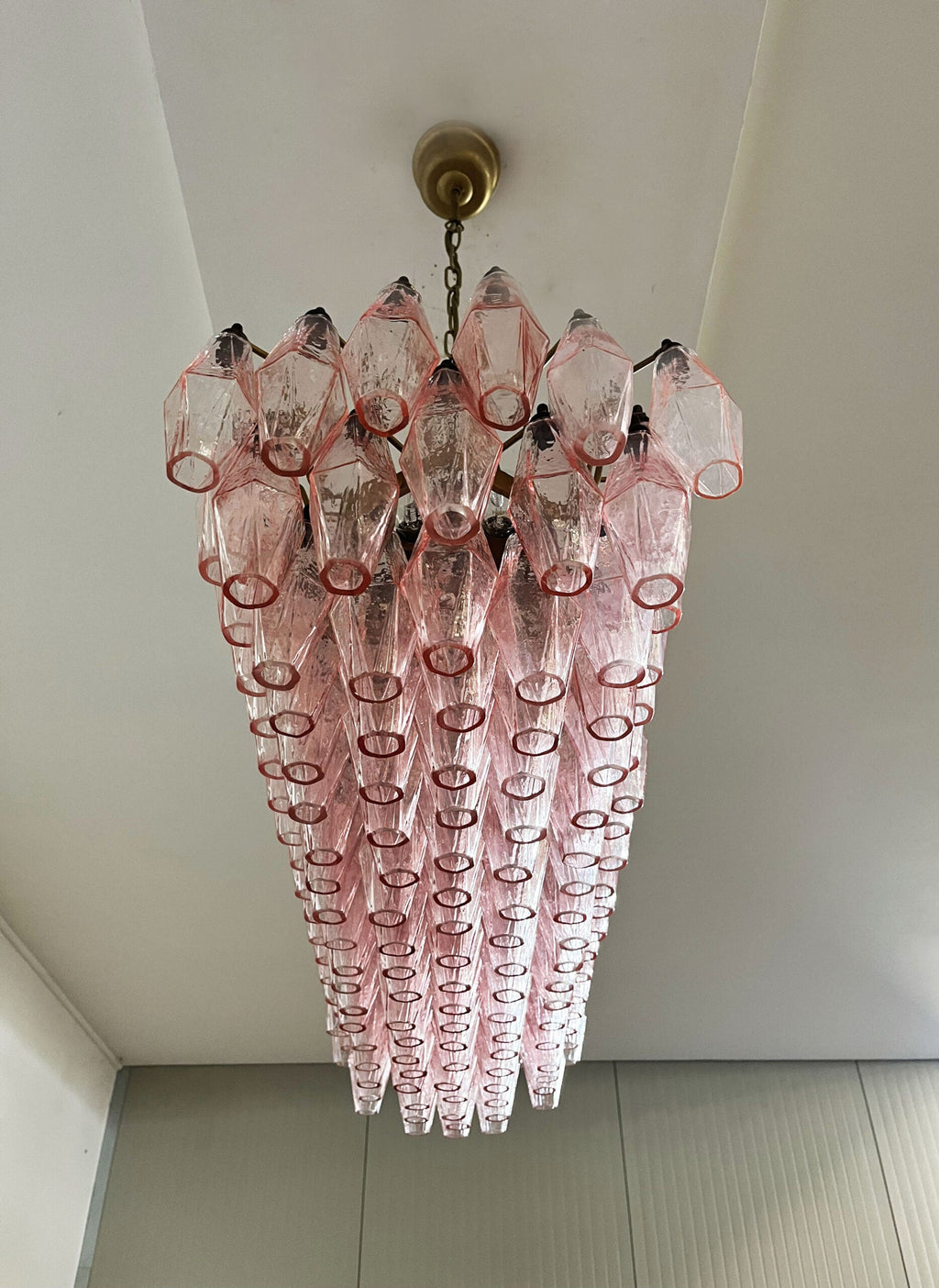 Mid-Century Murano Chandelier | Punto di Luce |  138 Pink Poliedri Glass
