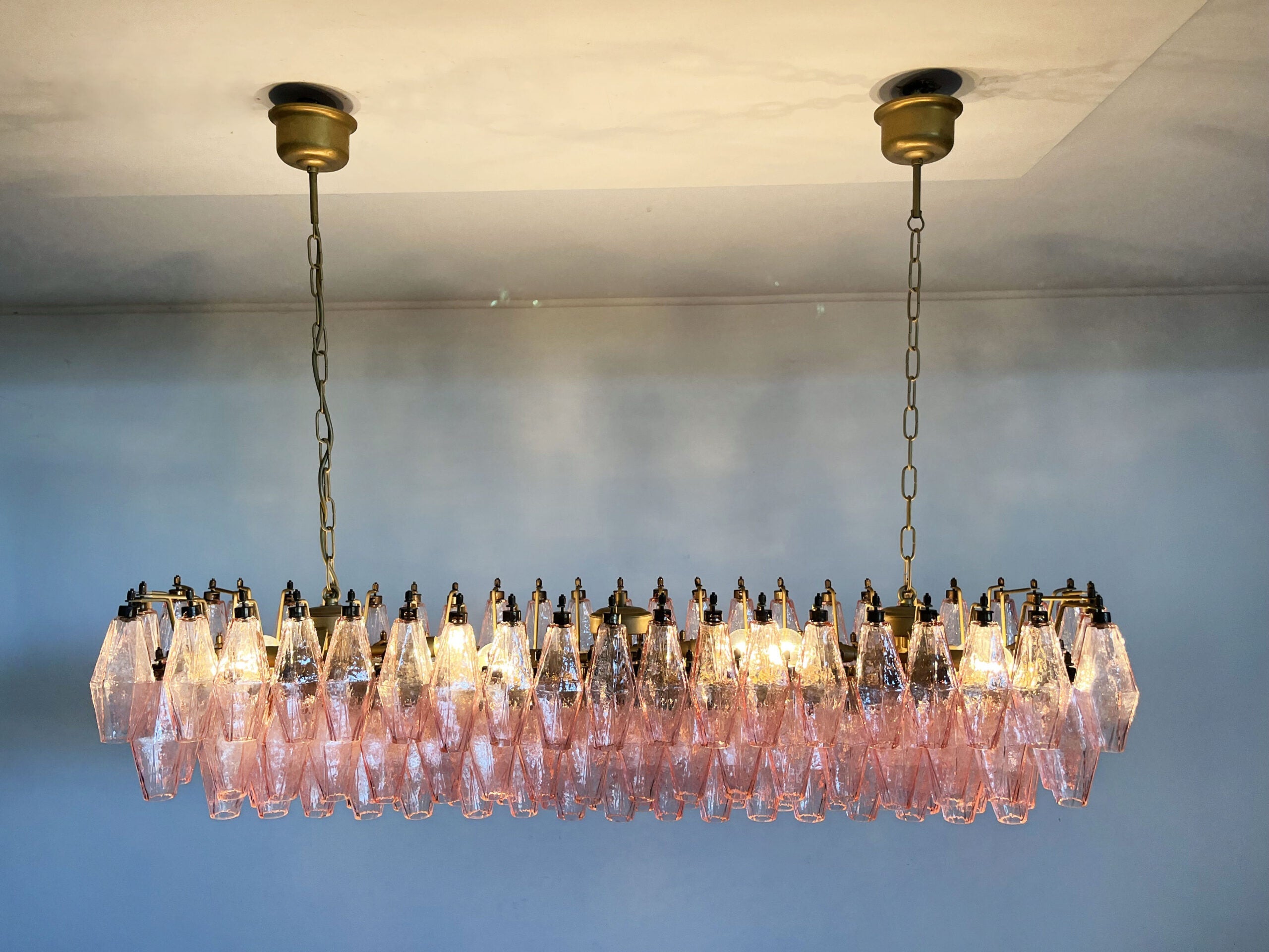 Mid-Century Murano Chandelier | Punto di Luce |  138 Pink Poliedri Glass