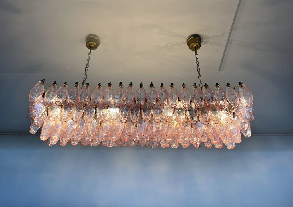 Mid-Century Murano Chandelier | Punto di Luce |  138 Pink Poliedri Glass