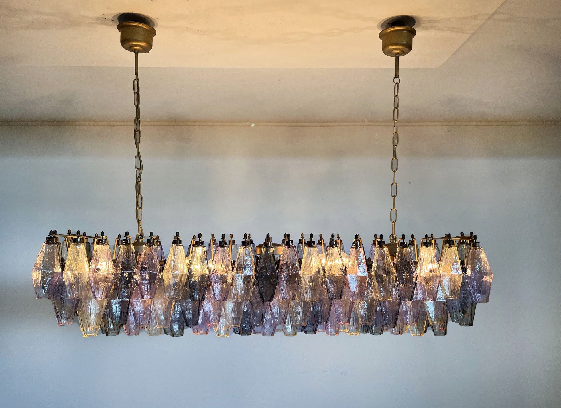 Mid-Century Murano Chandelier | Punto di Luce |  138 Multicolored Poliedri Glass
